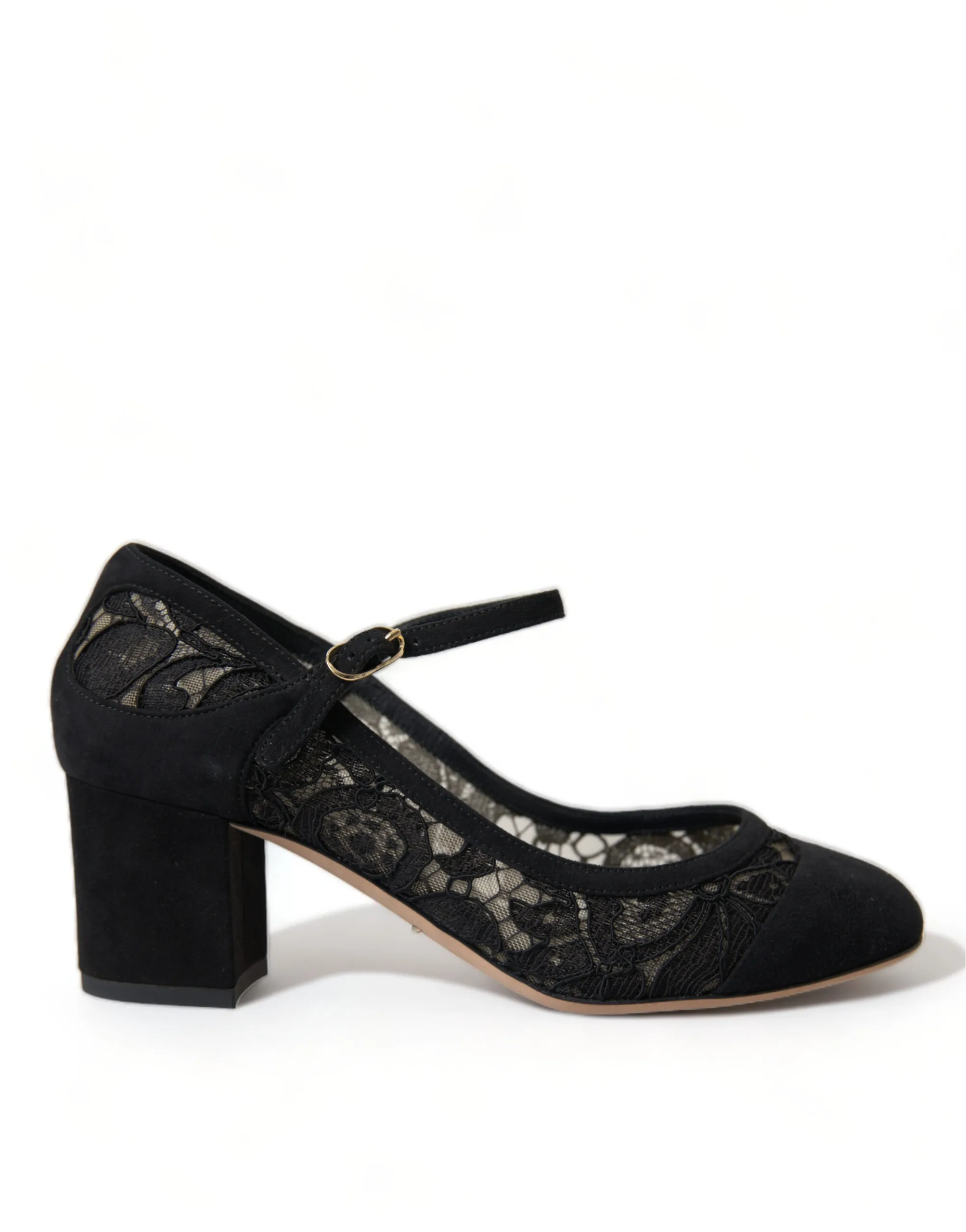 Dolce & Gabbana Women's Elegant Suede Mary Jane Lace Heels