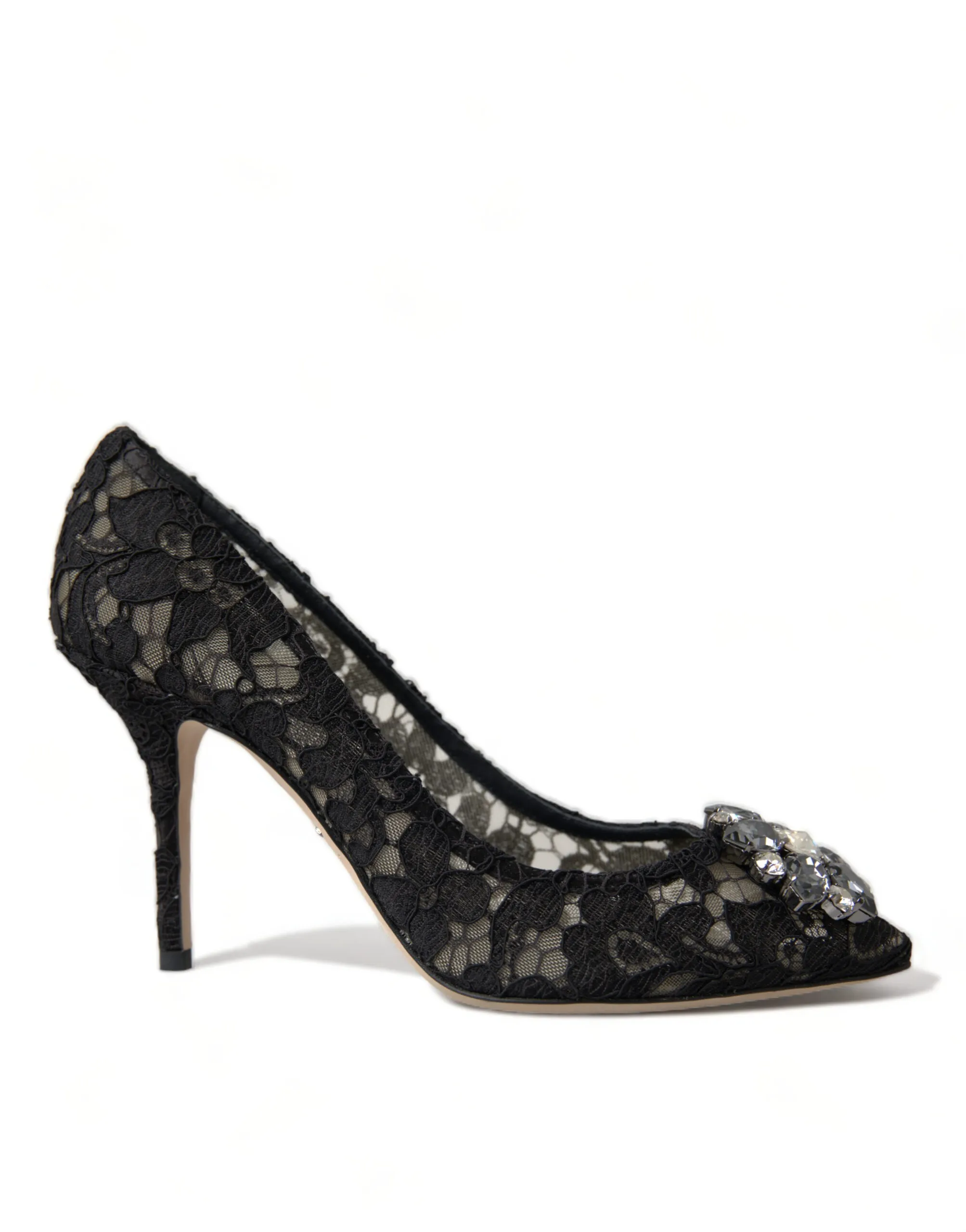 Dolce & Gabbana Women's Elegant Taormina Lace Heels with Crystal Embellishment
