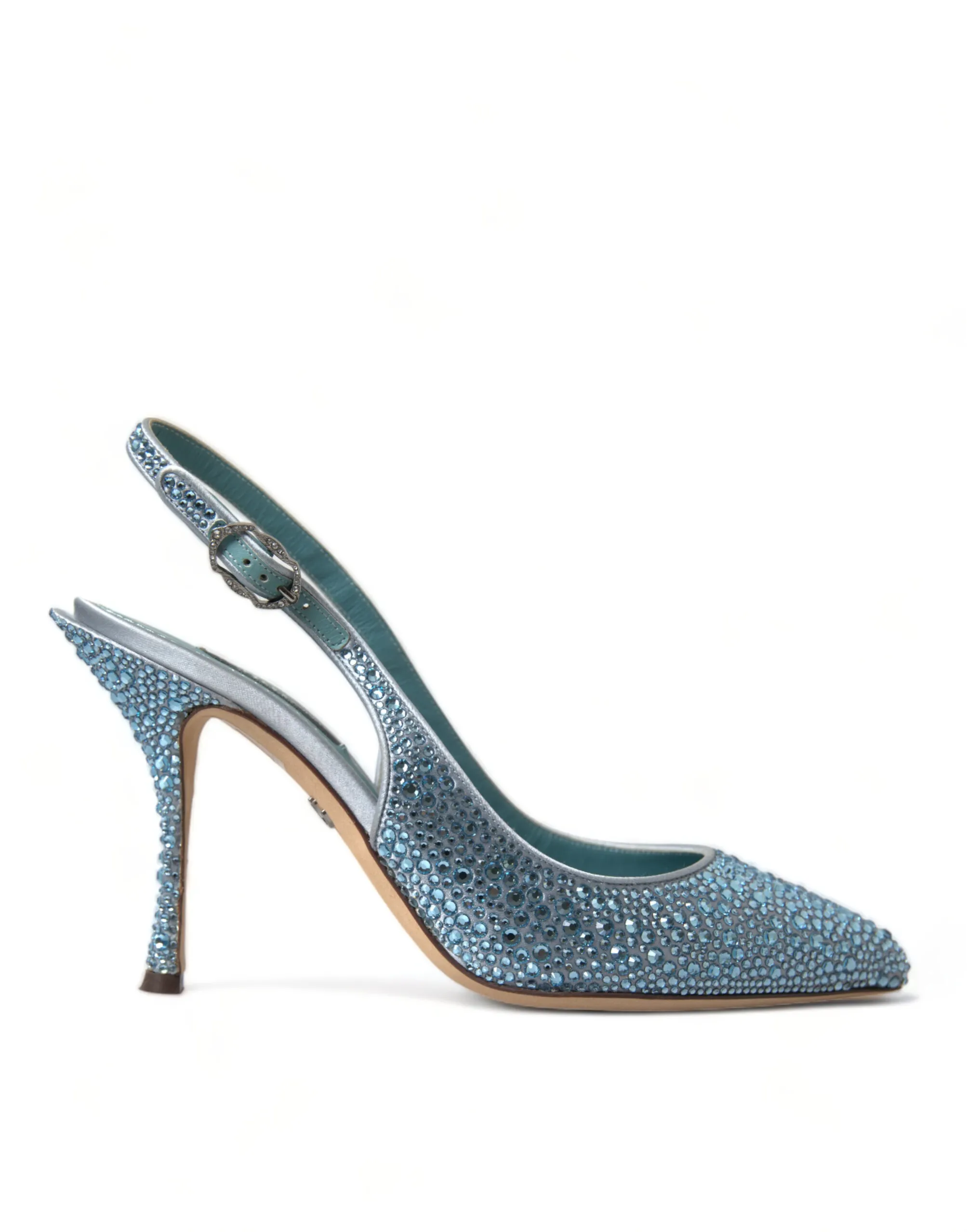 Dolce & Gabbana Women's Aquamarine Slingback Heels with Crystal Embellishments