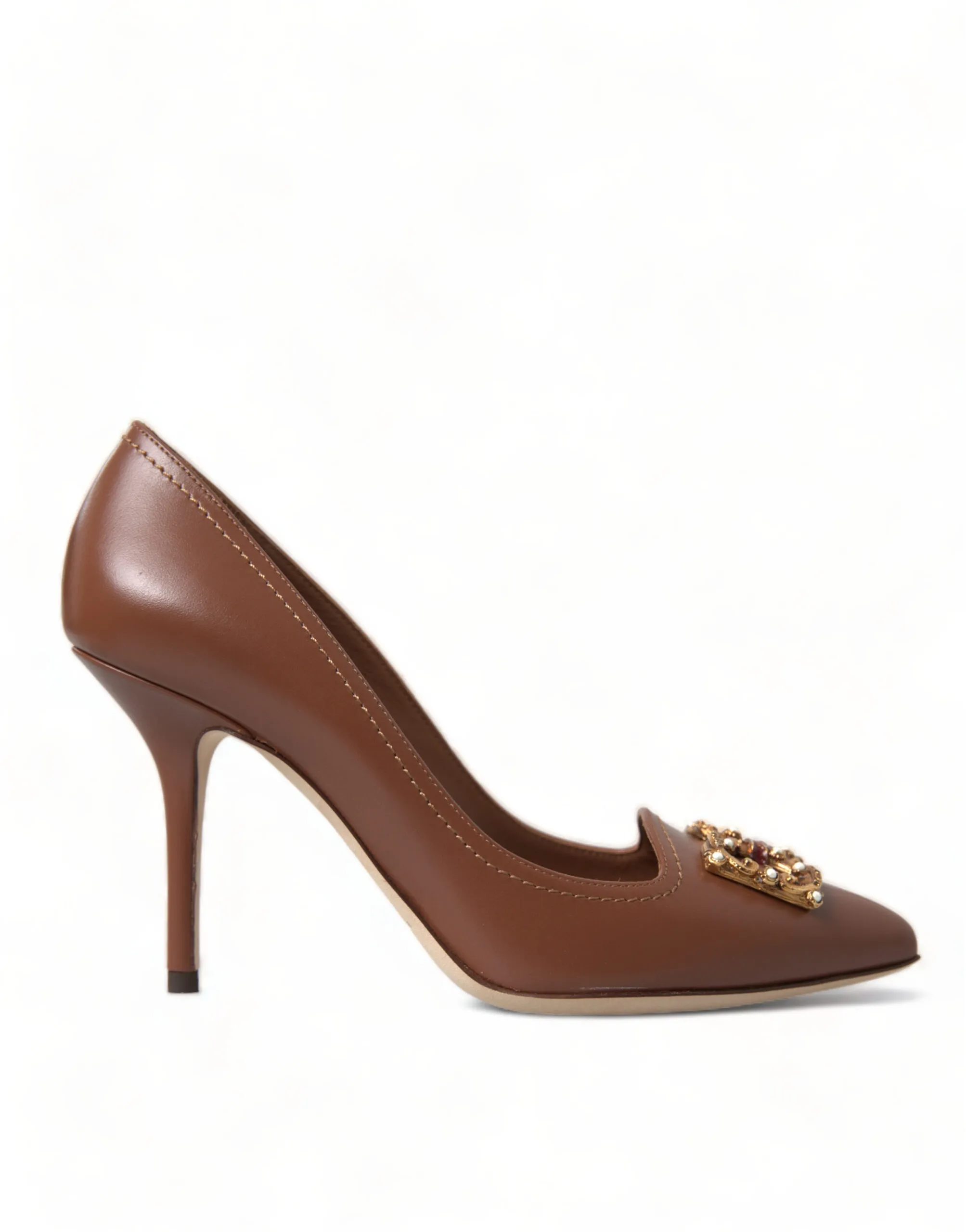 Dolce & Gabbana Women's Elegant Brown Leather Heels Pumps