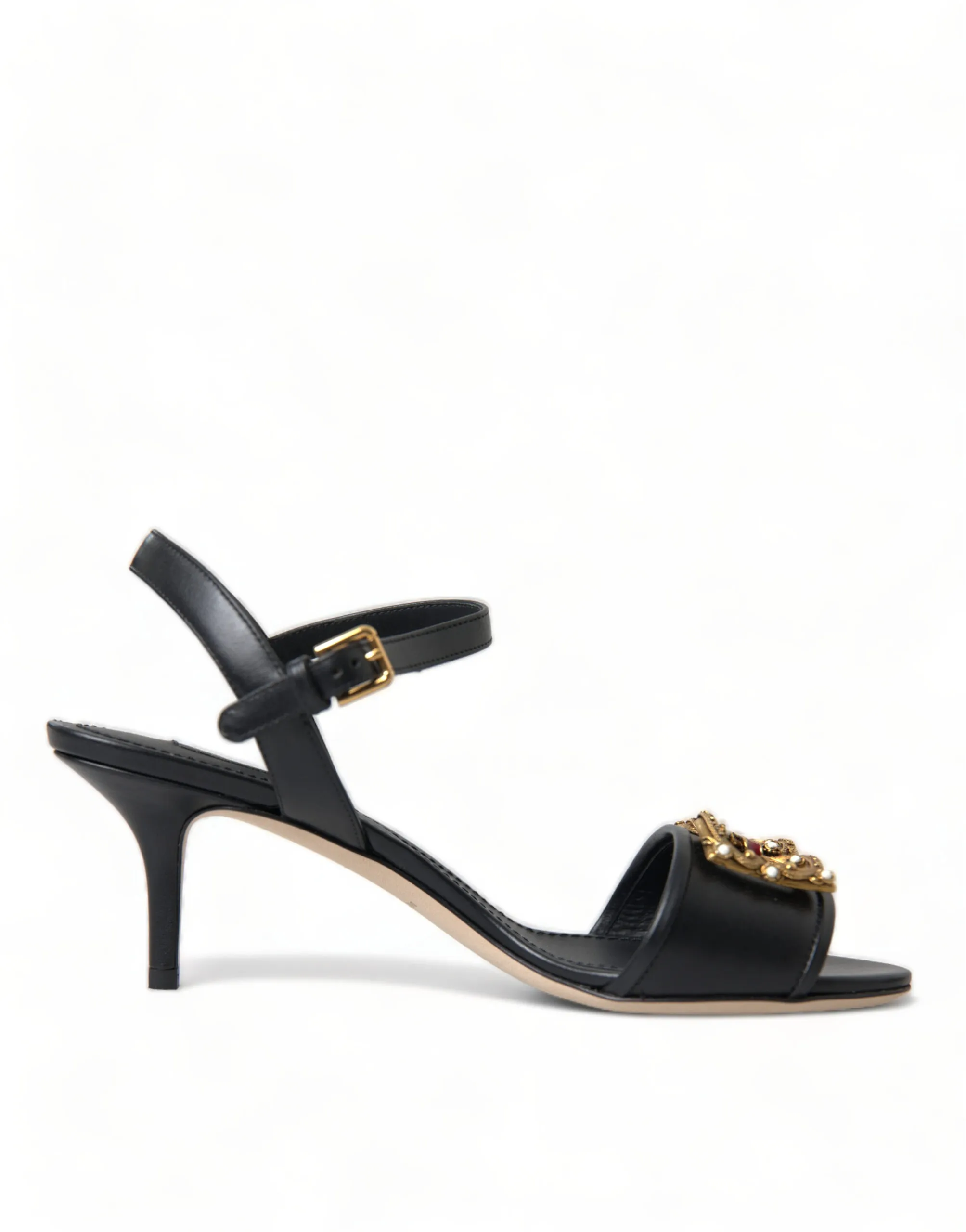 Dolce & Gabbana Women's Elegant Black Leather Heels Sandals