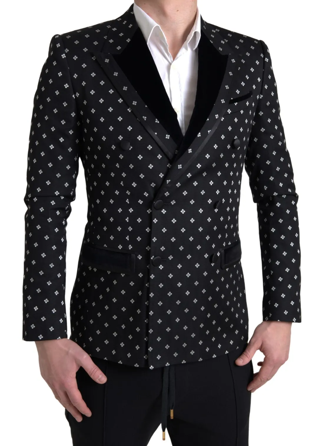 Dolce & Gabbana Men's Elegant Geometric Patterned Slim Blazer