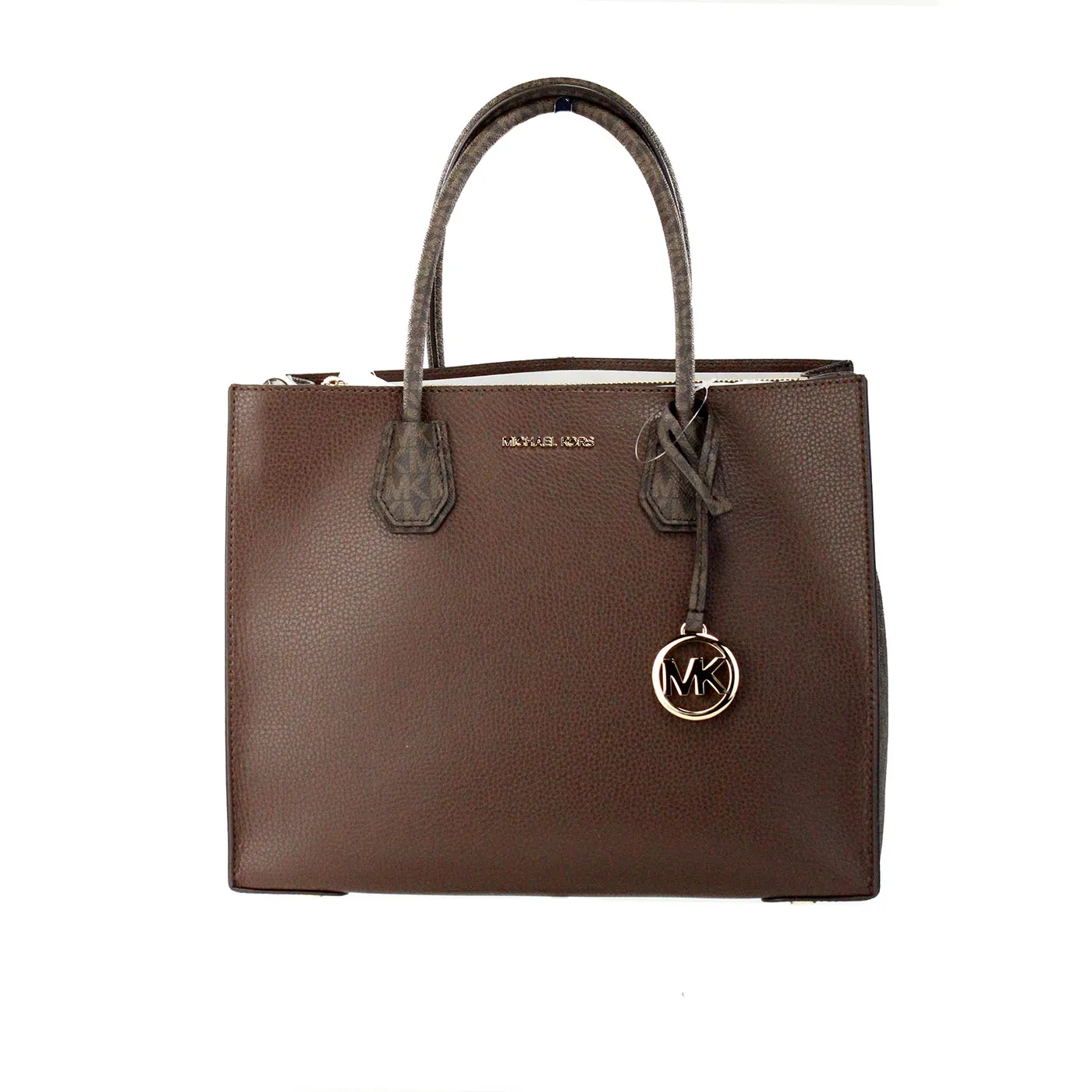 Michael Kors Women's Mercer Large Mocha Leather PVC Satchel Bag Crossbody Bag