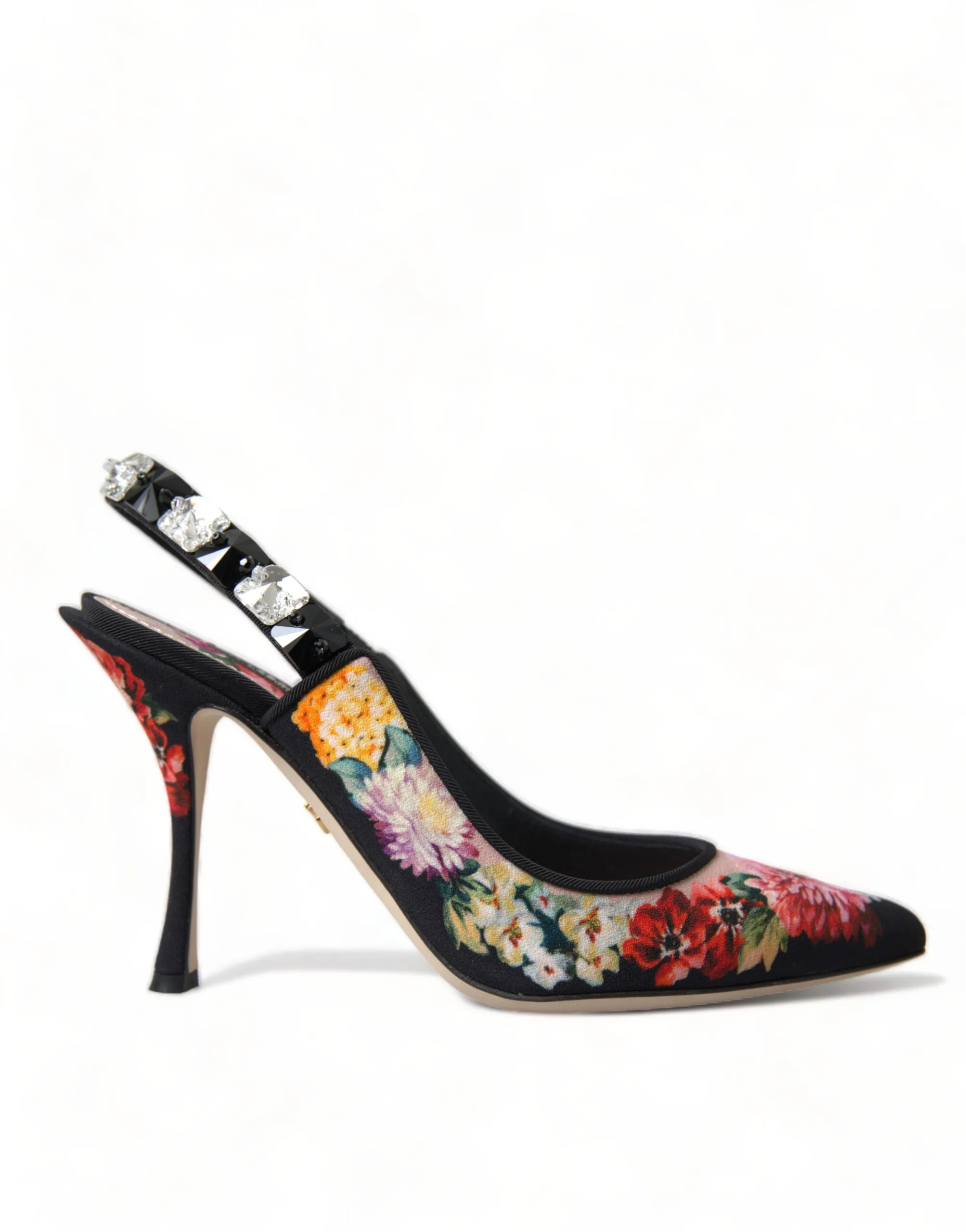 Dolce & Gabbana Women's Floral Slingback Heels with Luxe Crystal Details