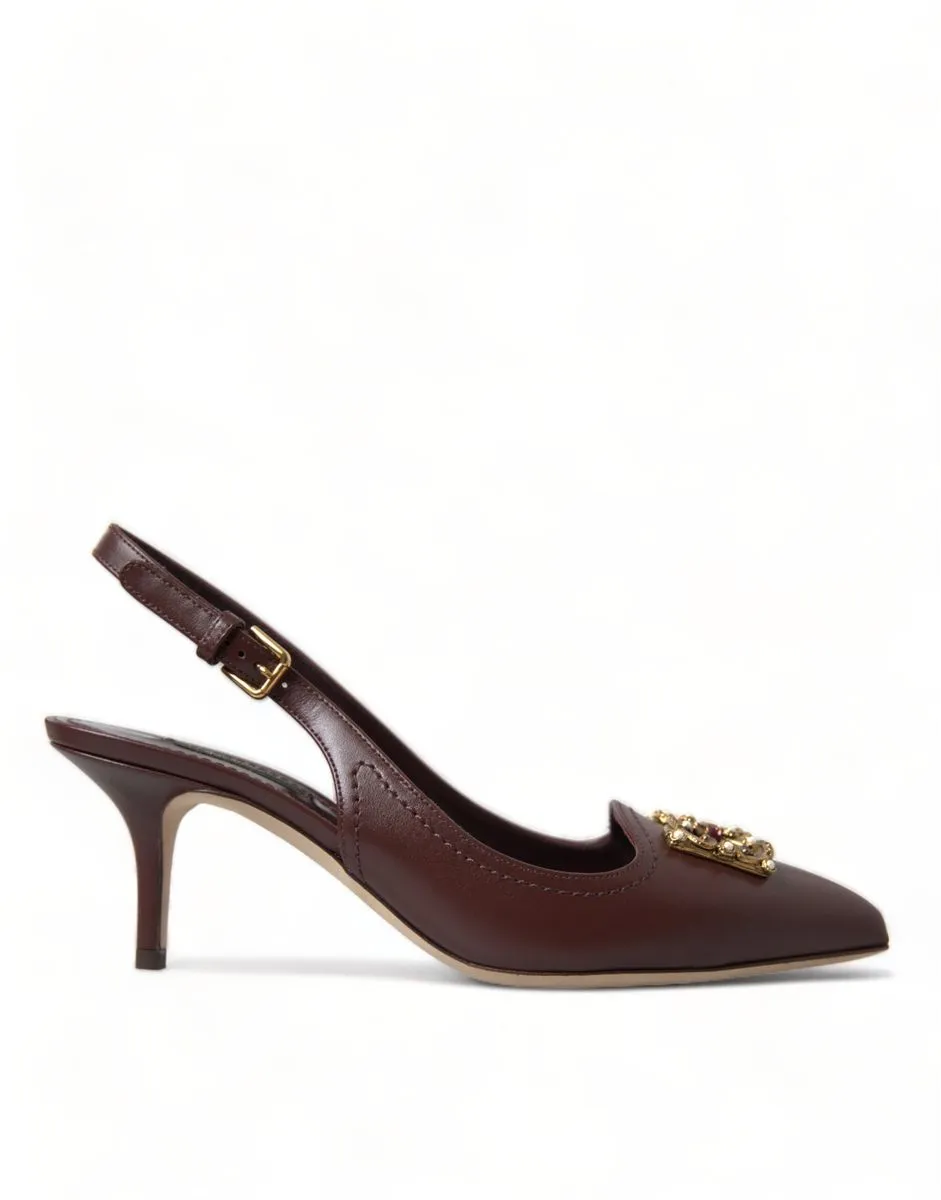 Dolce & Gabbana Women's Elegant Leather Slingback Pumps - Chic Brown Hue