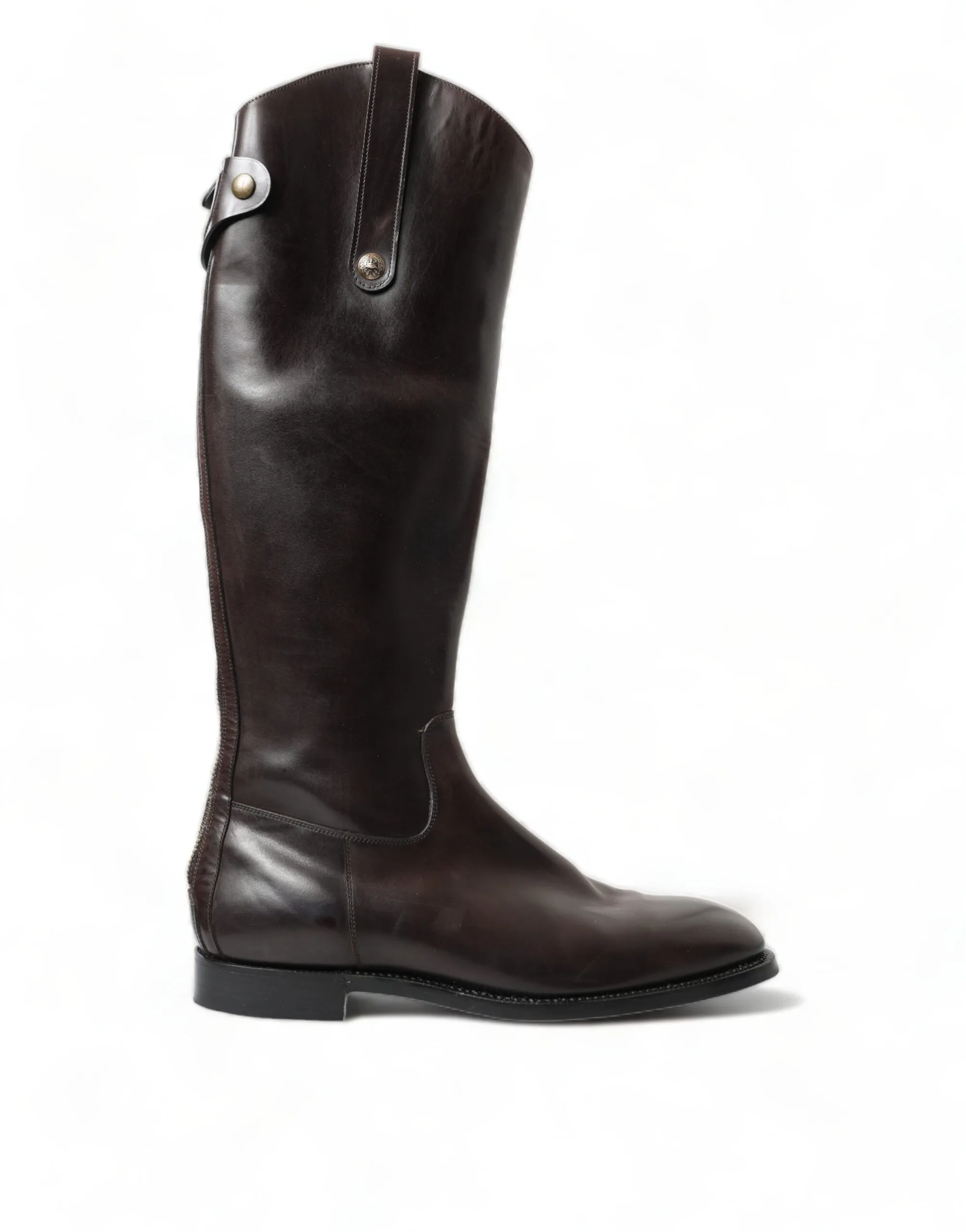 Dolce & Gabbana Men's Elegant Dark Brown Knee High Rider Boots