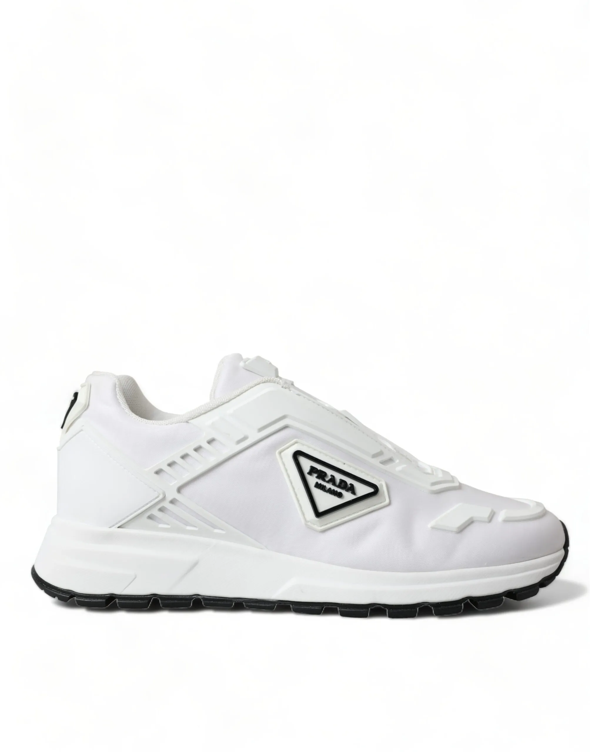 Prada Men's Elegant White Nylon Low Top Sneakers