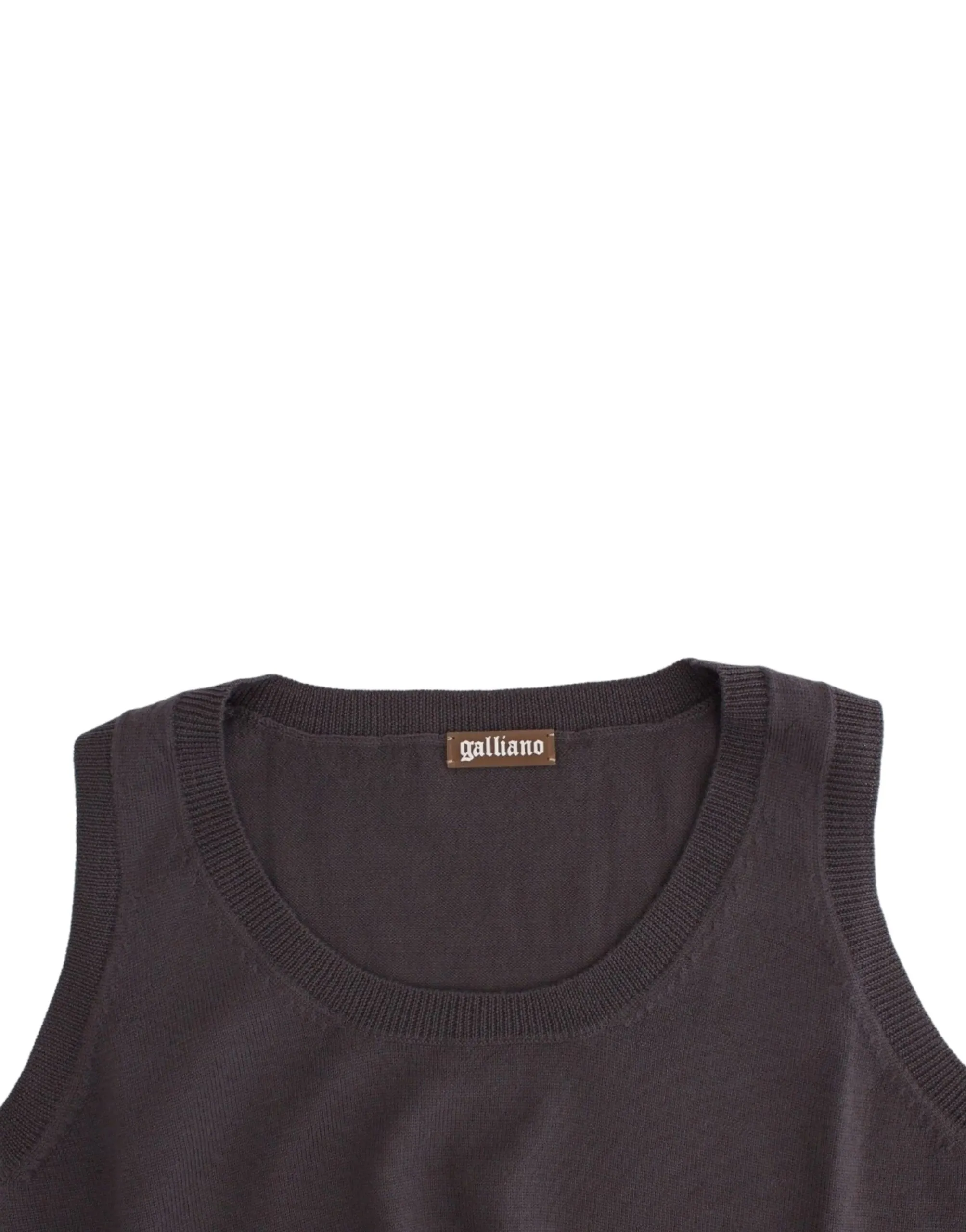 John Galliano Women's Elegant Sleeveless Brown Knit Top