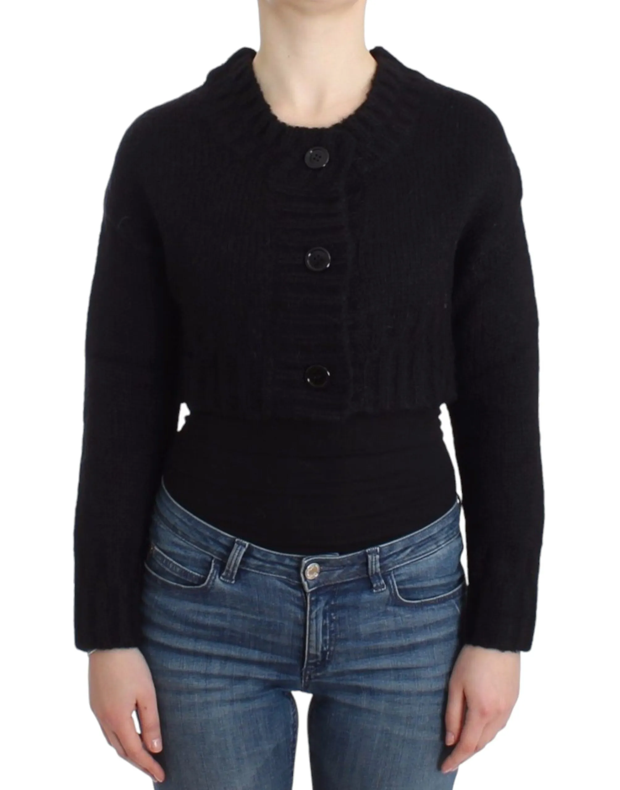John Galliano Women's Elegant Cropped Mohair Blend Cardigan