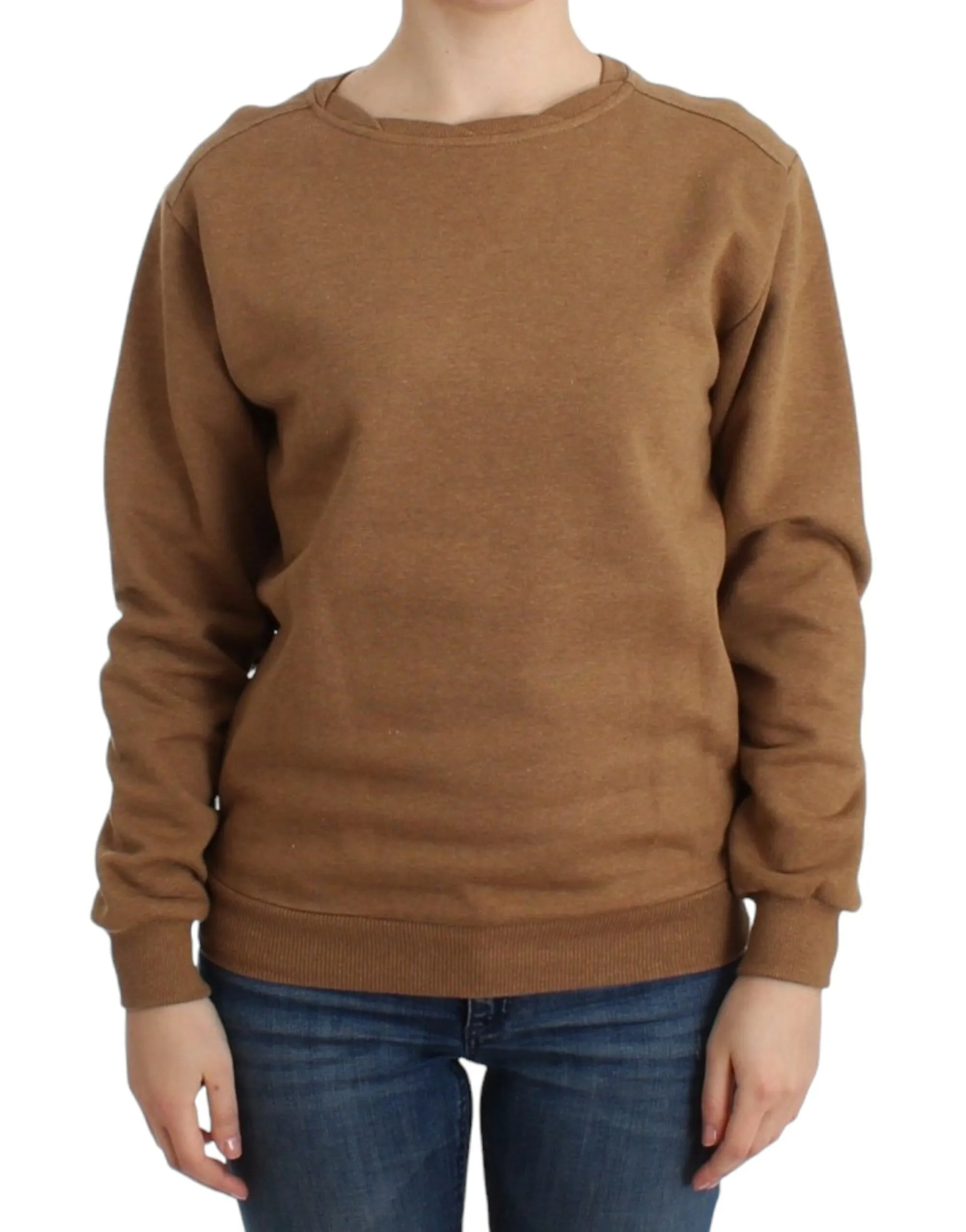 John Galliano Women's Chic Brown Crewneck Cotton Sweater