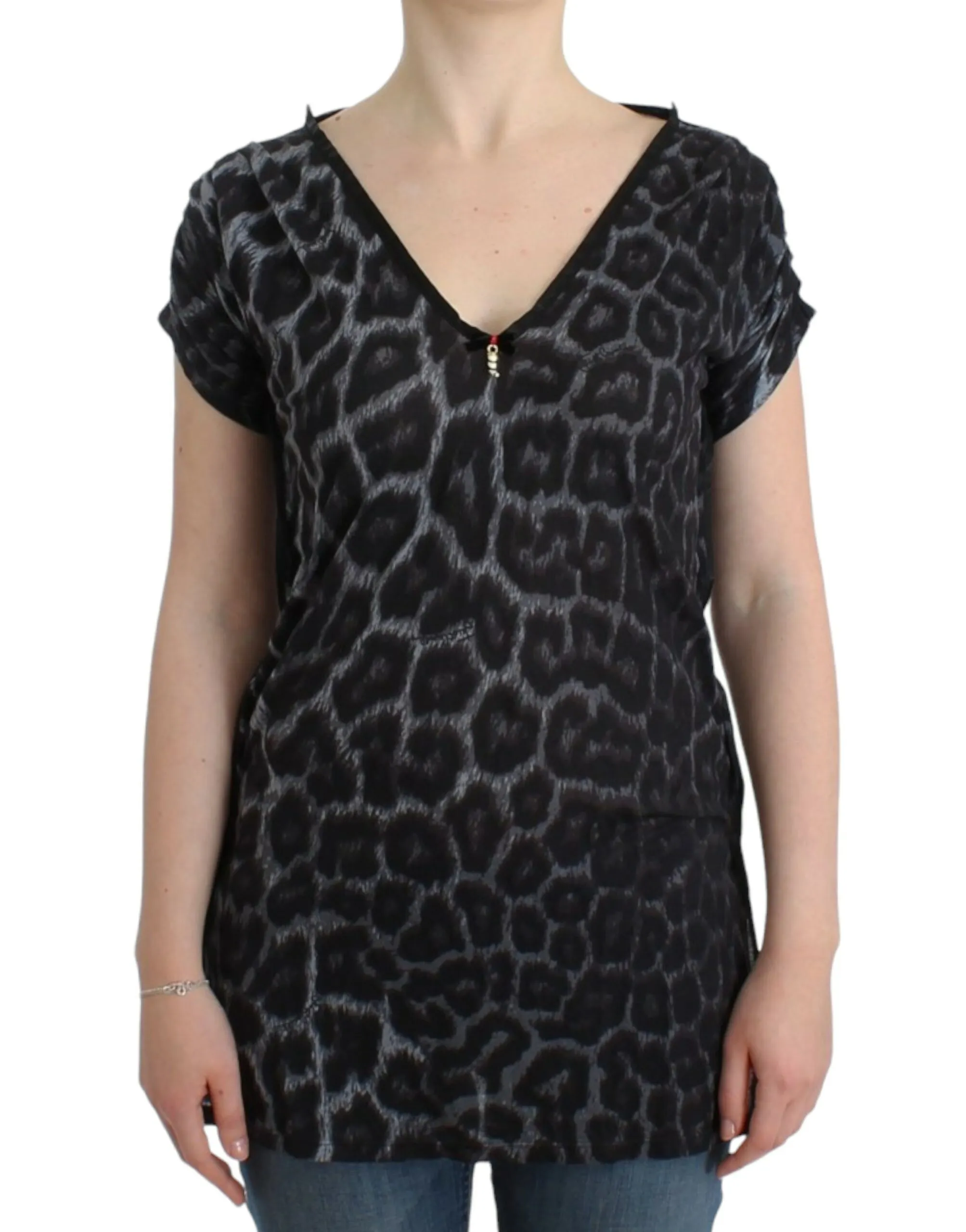 Cavalli Women's Sultry Leopard V-Neck Modal Top