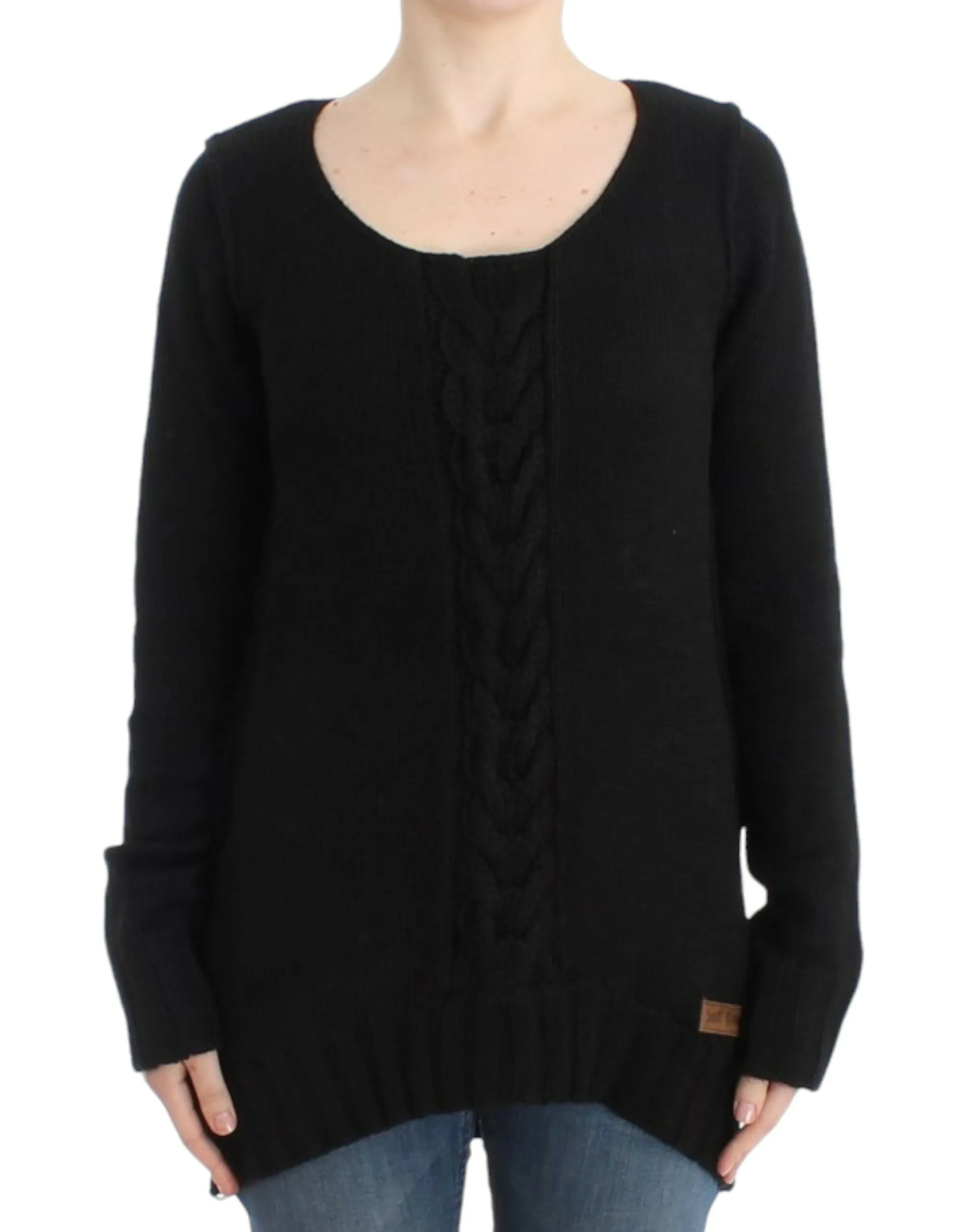Cavalli Women's Alluring Black Knitted Crew Neck Sweater
