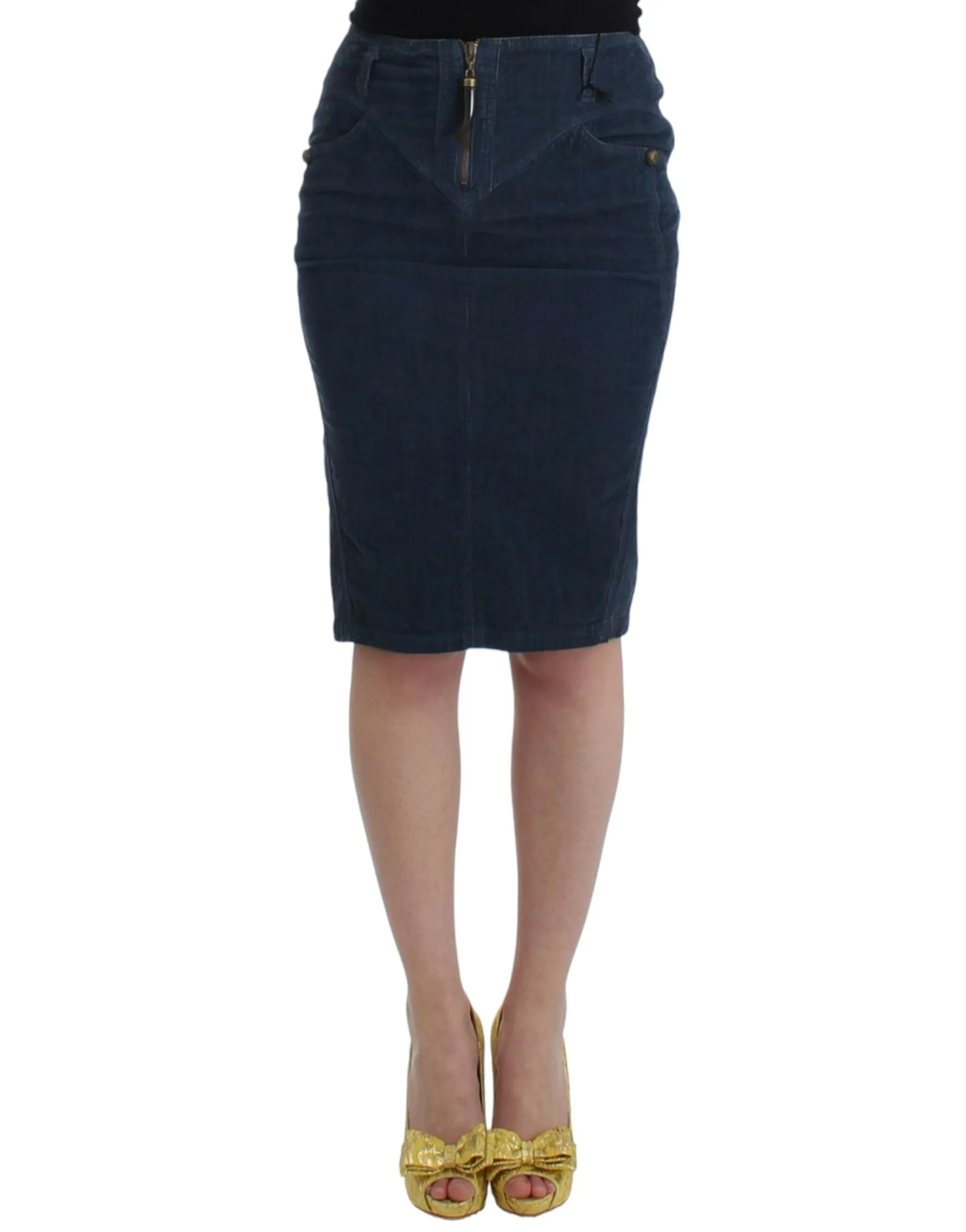 Cavalli Women's Elegant Blue Pencil Skirt