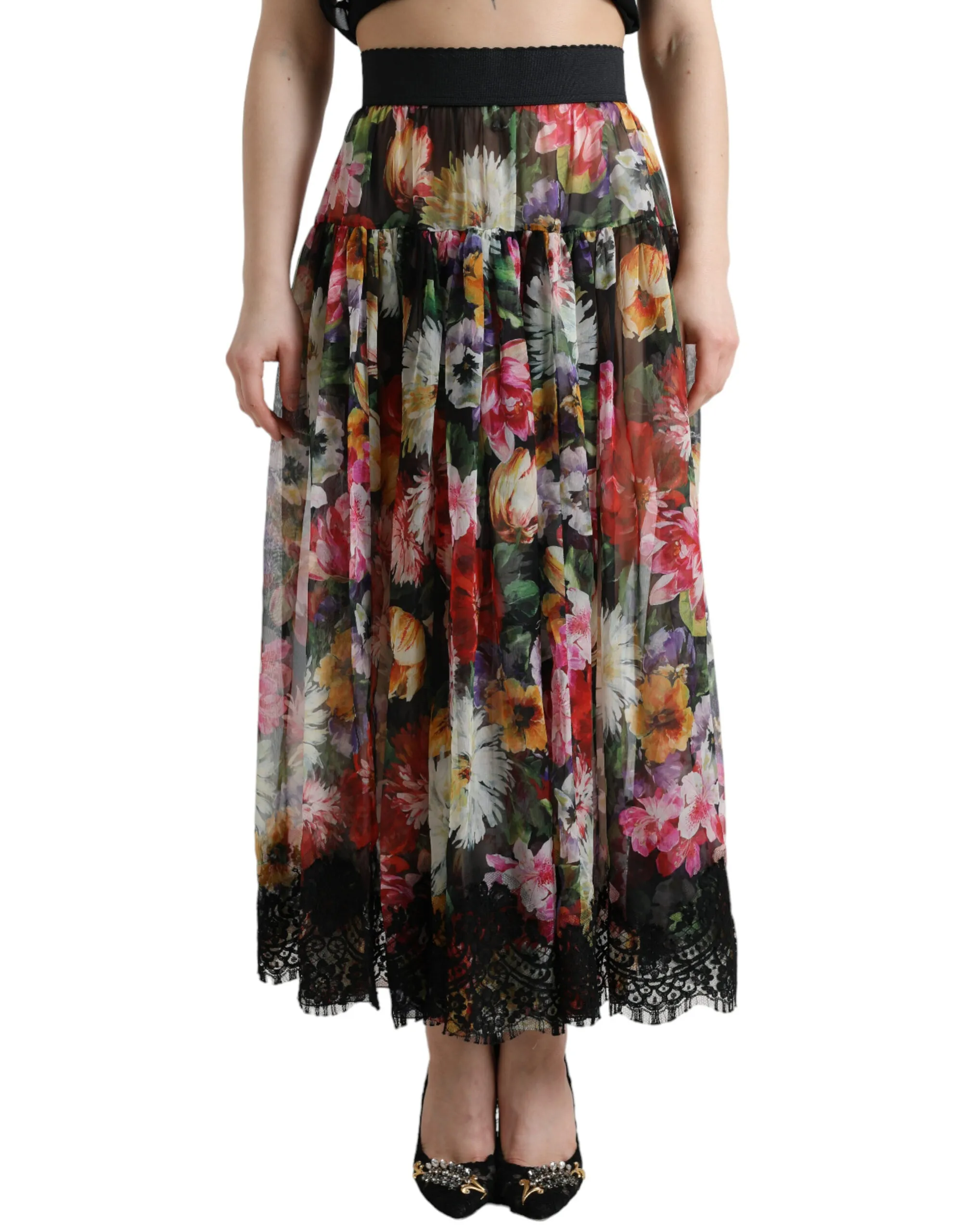 Dolce & Gabbana Women's Elegant High Waist Floral Maxi Skirt