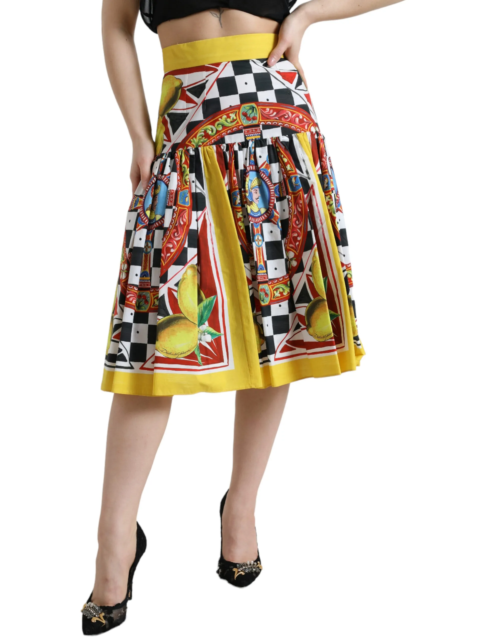 Dolce & Gabbana Women's Elegant High Waist A-Line Midi Skirt