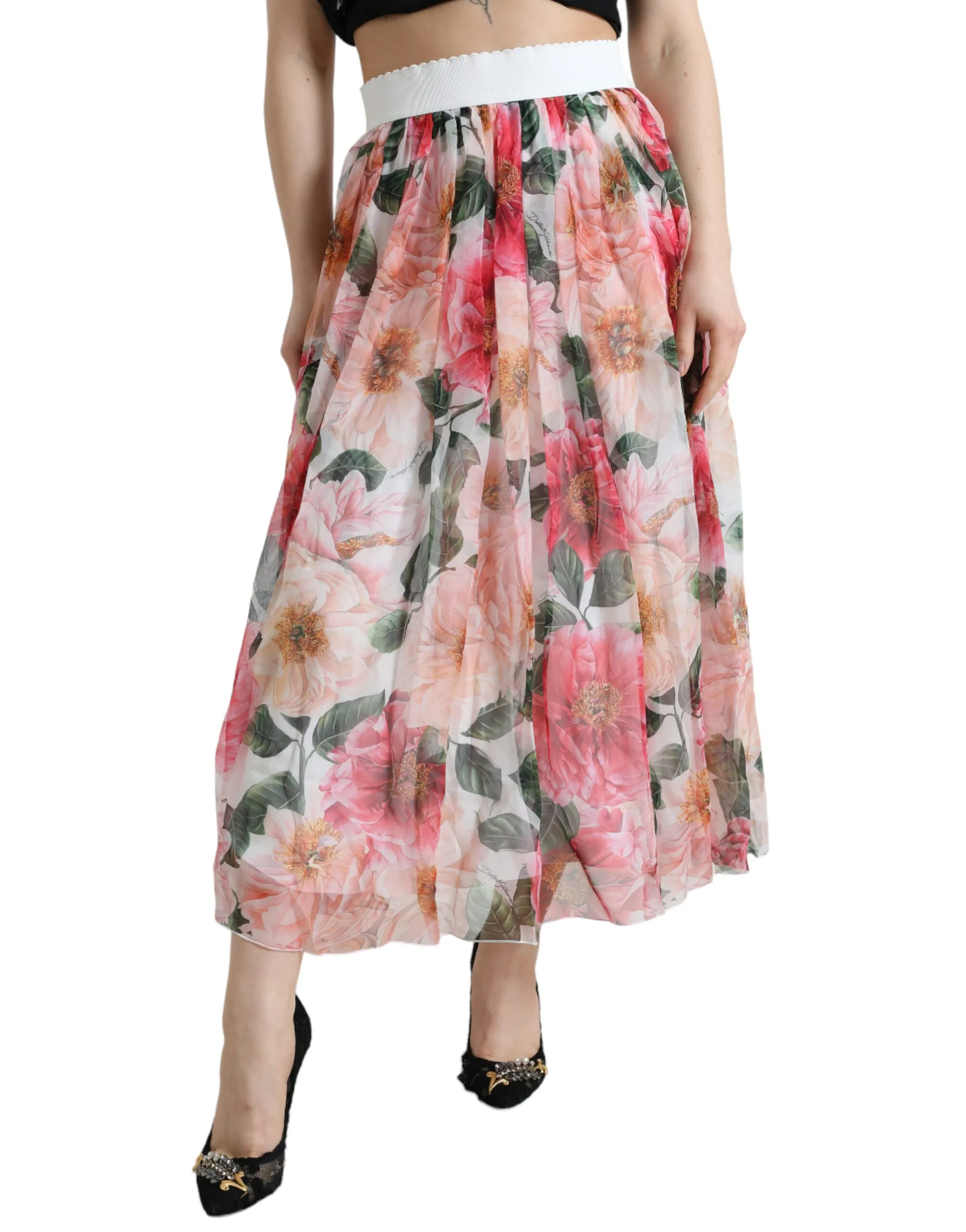 Dolce & Gabbana Women's Floral Print High-Waist Silk Maxi Skirt