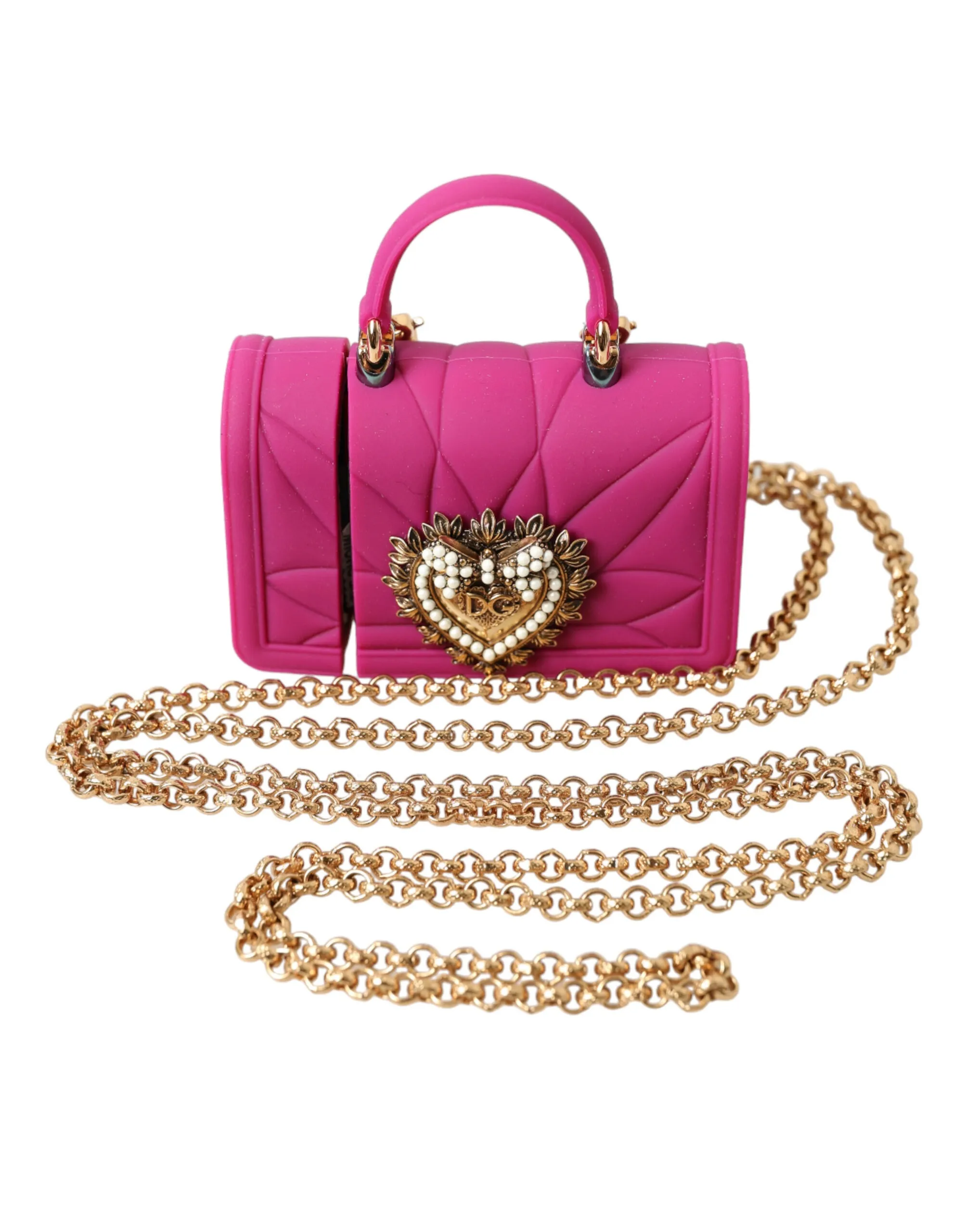 Dolce & Gabbana Women's Chic Quilted Silicone Airpods Case - Pink & Gold