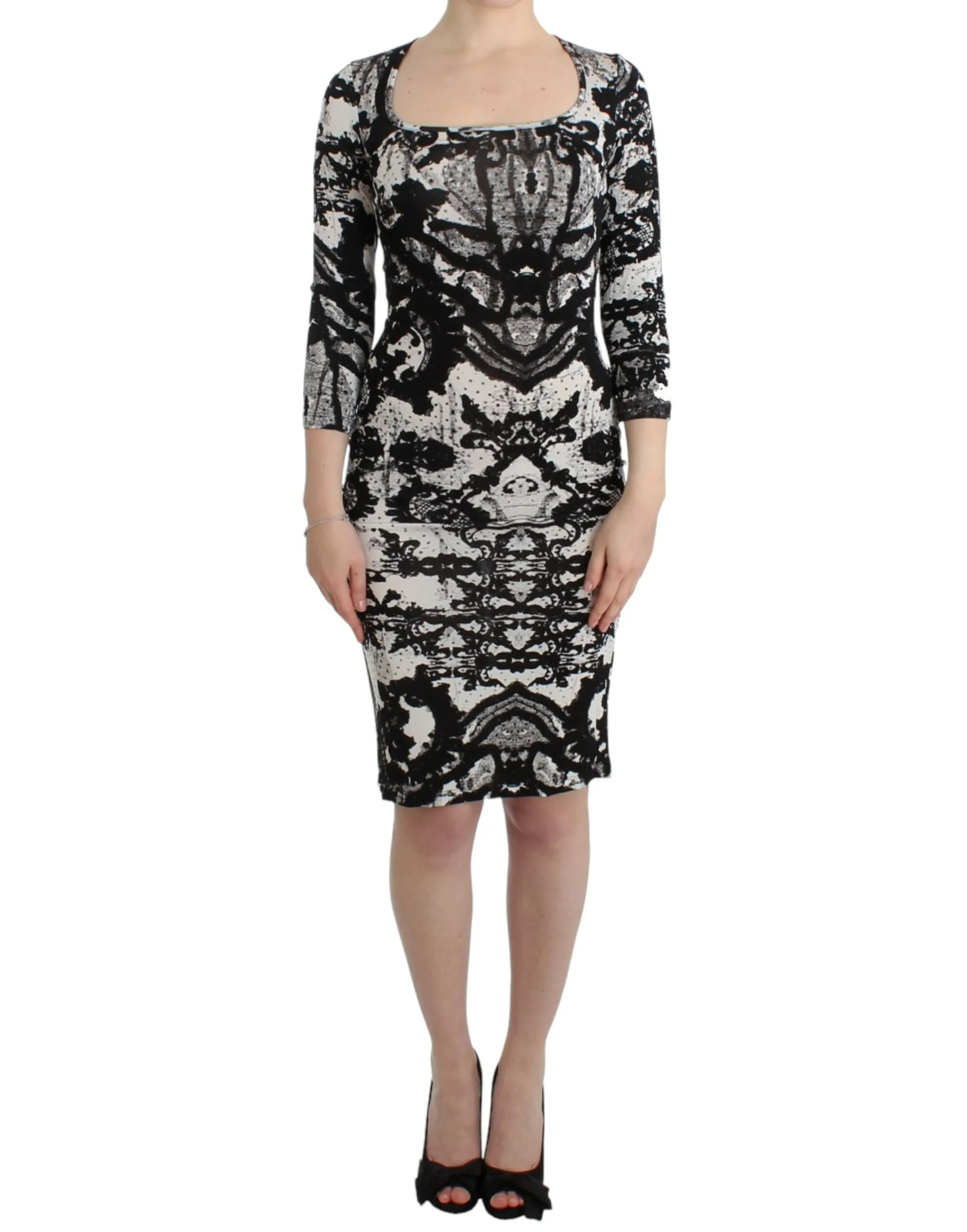 Cavalli Women's Elegant Printed Jersey Sheath Dress