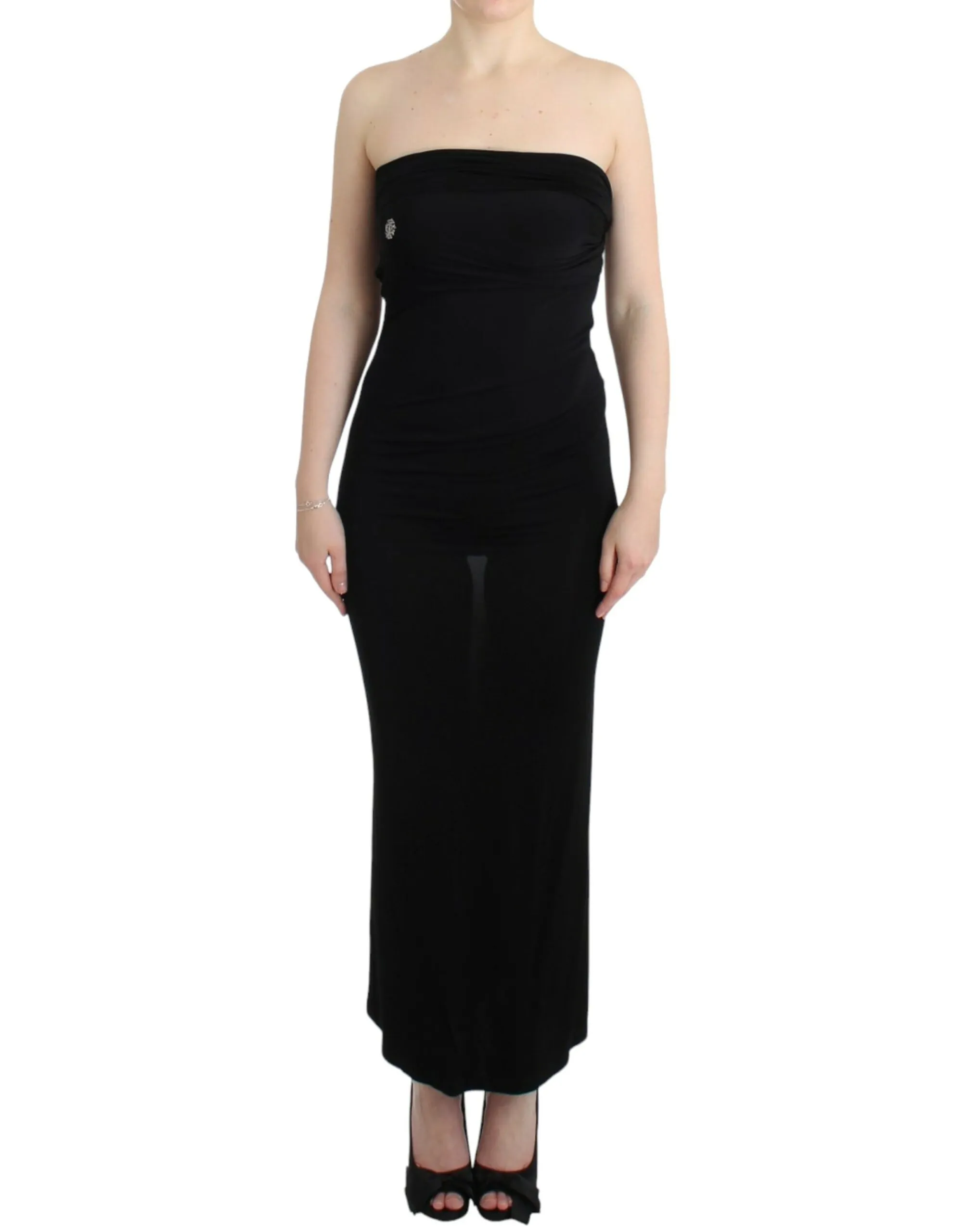 Cavalli Women's Elegant Strapless Black Maxi Dress