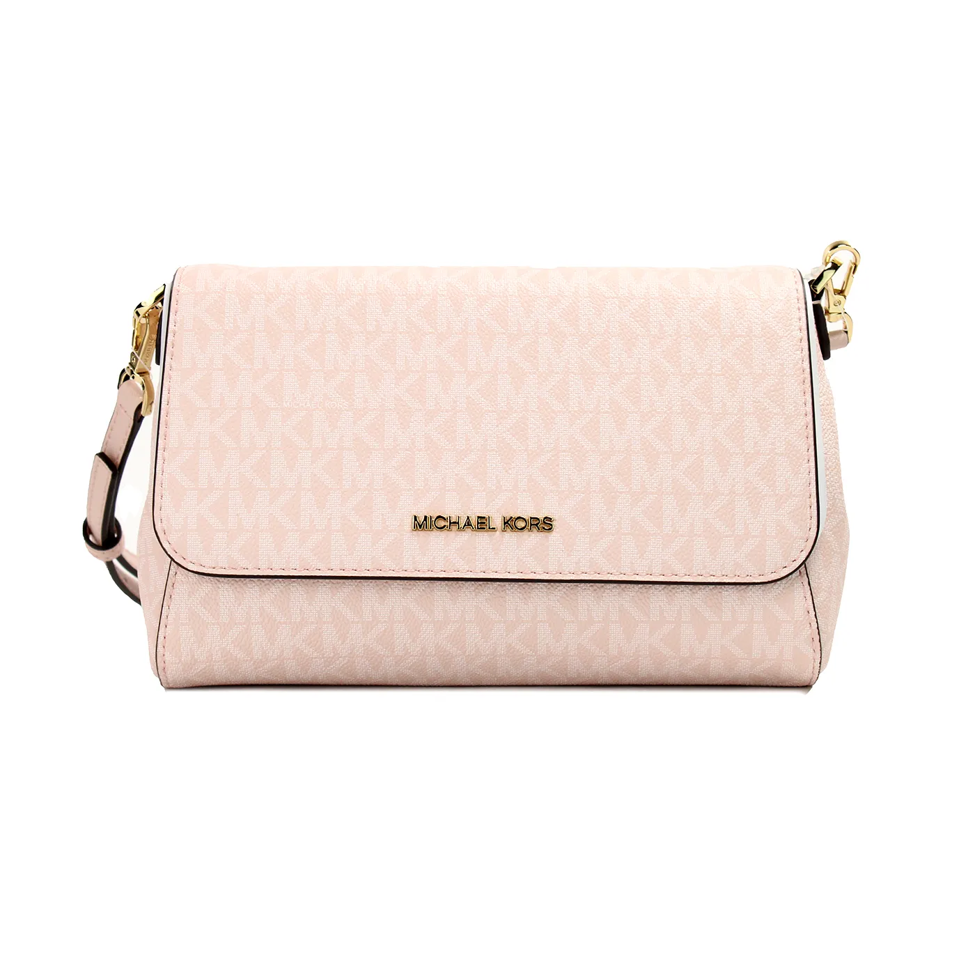 Michael Kors Women's Jet Set Medium Powder Blush PVC Convertible Pouchette Crossbody Bag