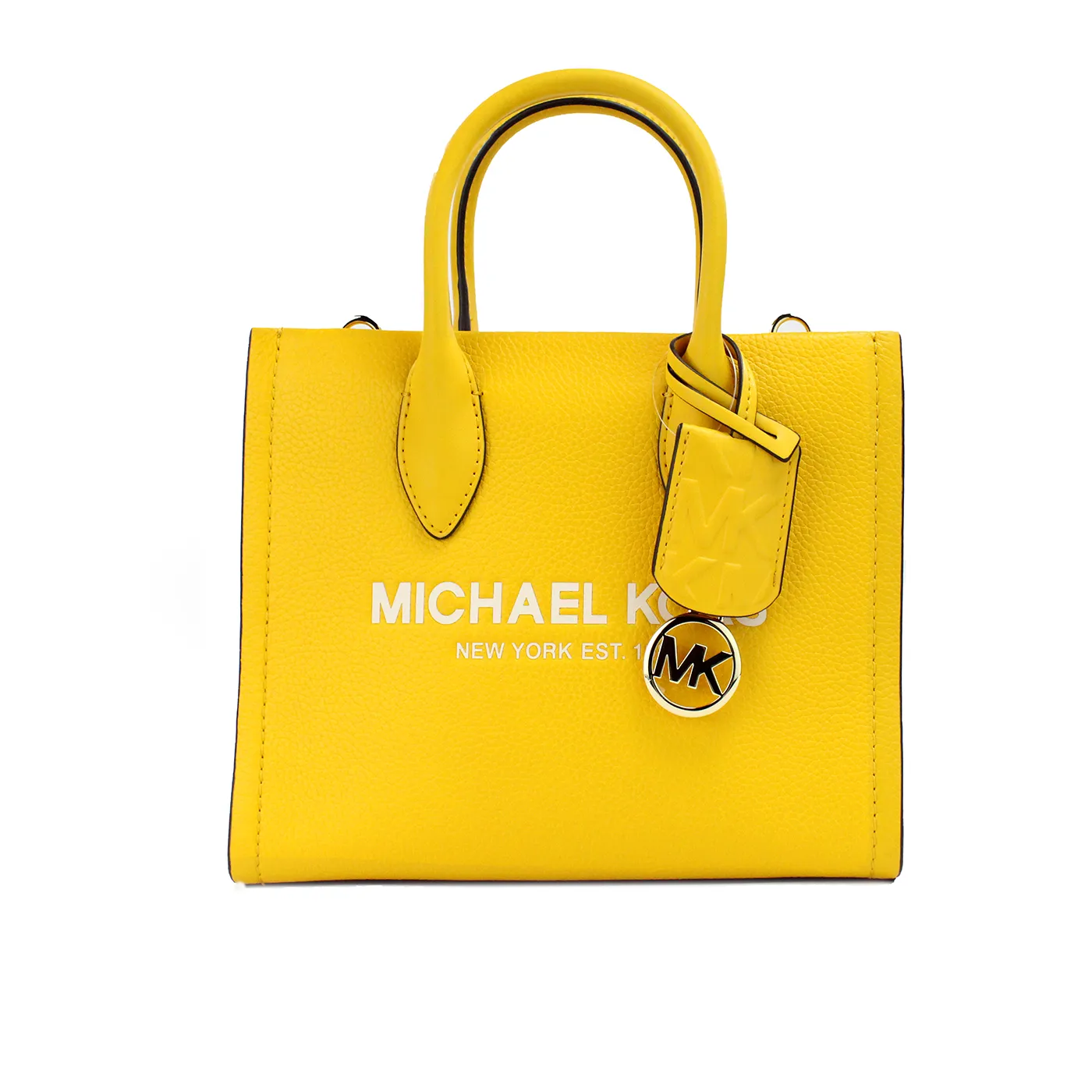 Michael Kors Women's Mirella Small Jasmine Yellow Leather Top Zip Shopper Tote Bag