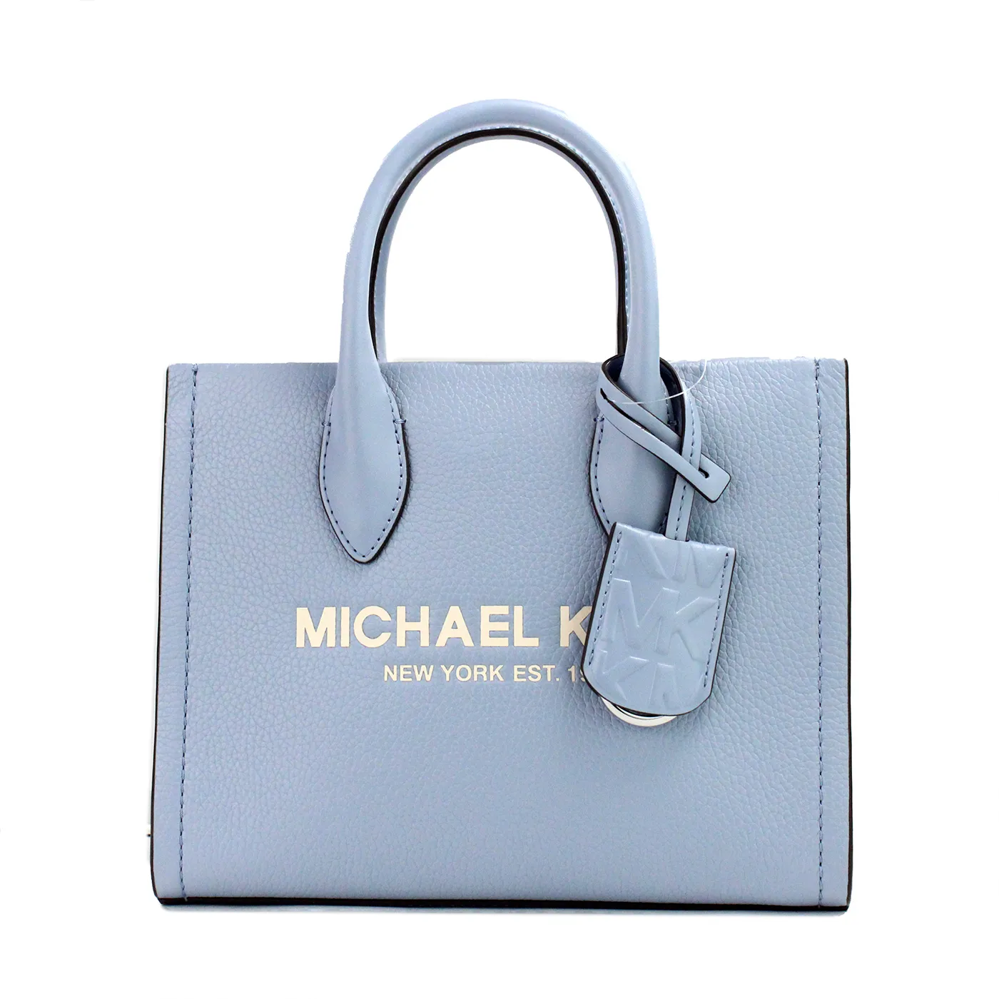 Michael Kors Women's Mirella Small Pale Blue Leather Top Zip Shopper Tote Crossbody Bag