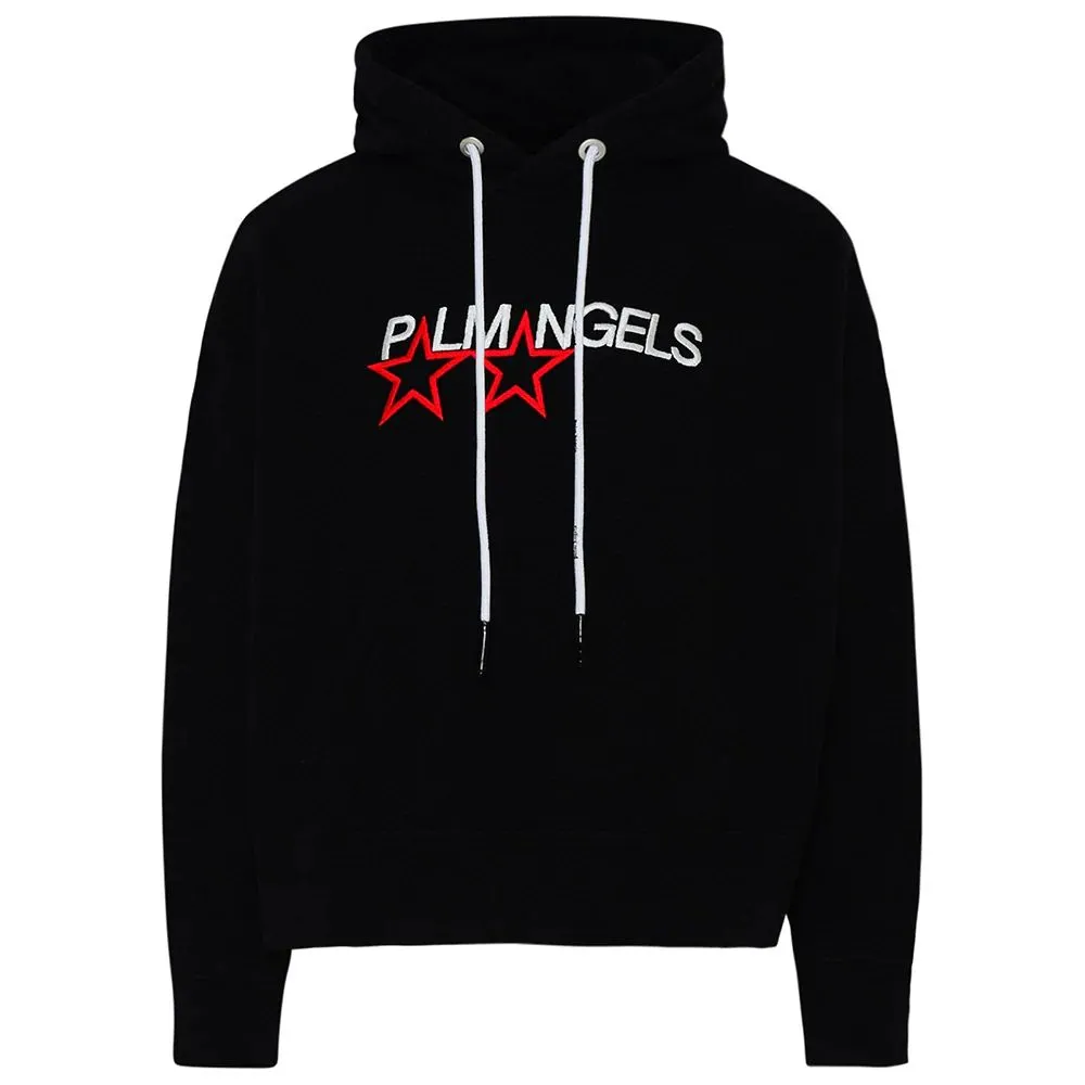 Palm Angels Men's Embossed Logo Cotton Hoodie In Classic Black