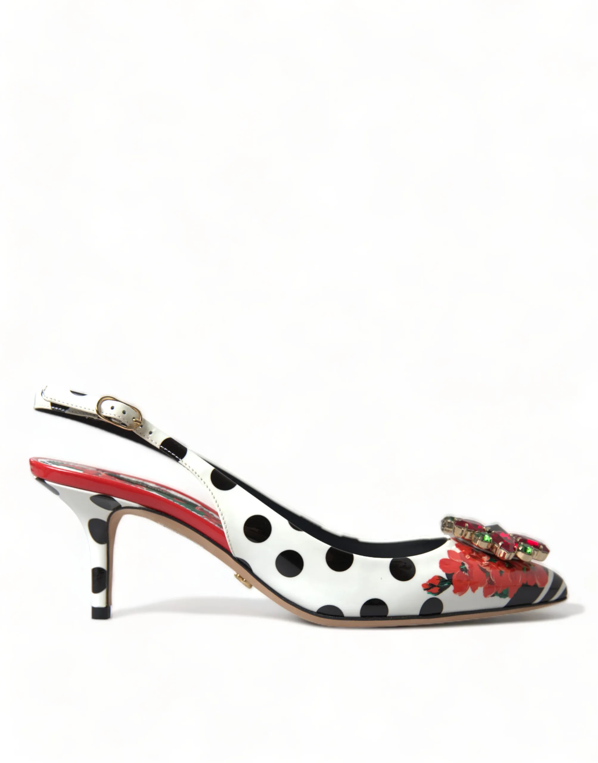 Dolce & Gabbana Women's Chic Multicolor Floral Slingback Heels with Crystals