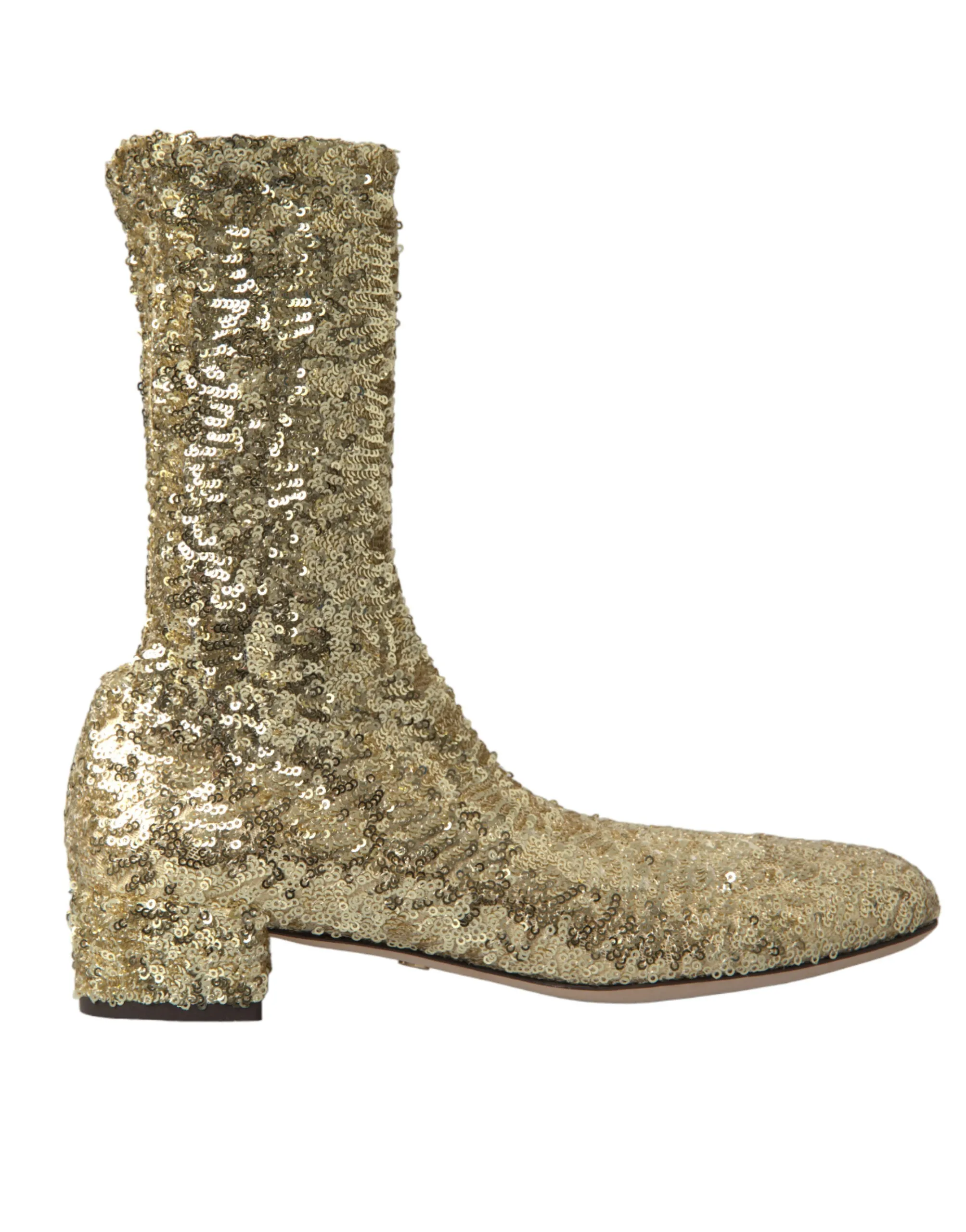 Dolce & Gabbana Women's Elegant Mid Calf Gold Boots Exclusive Design