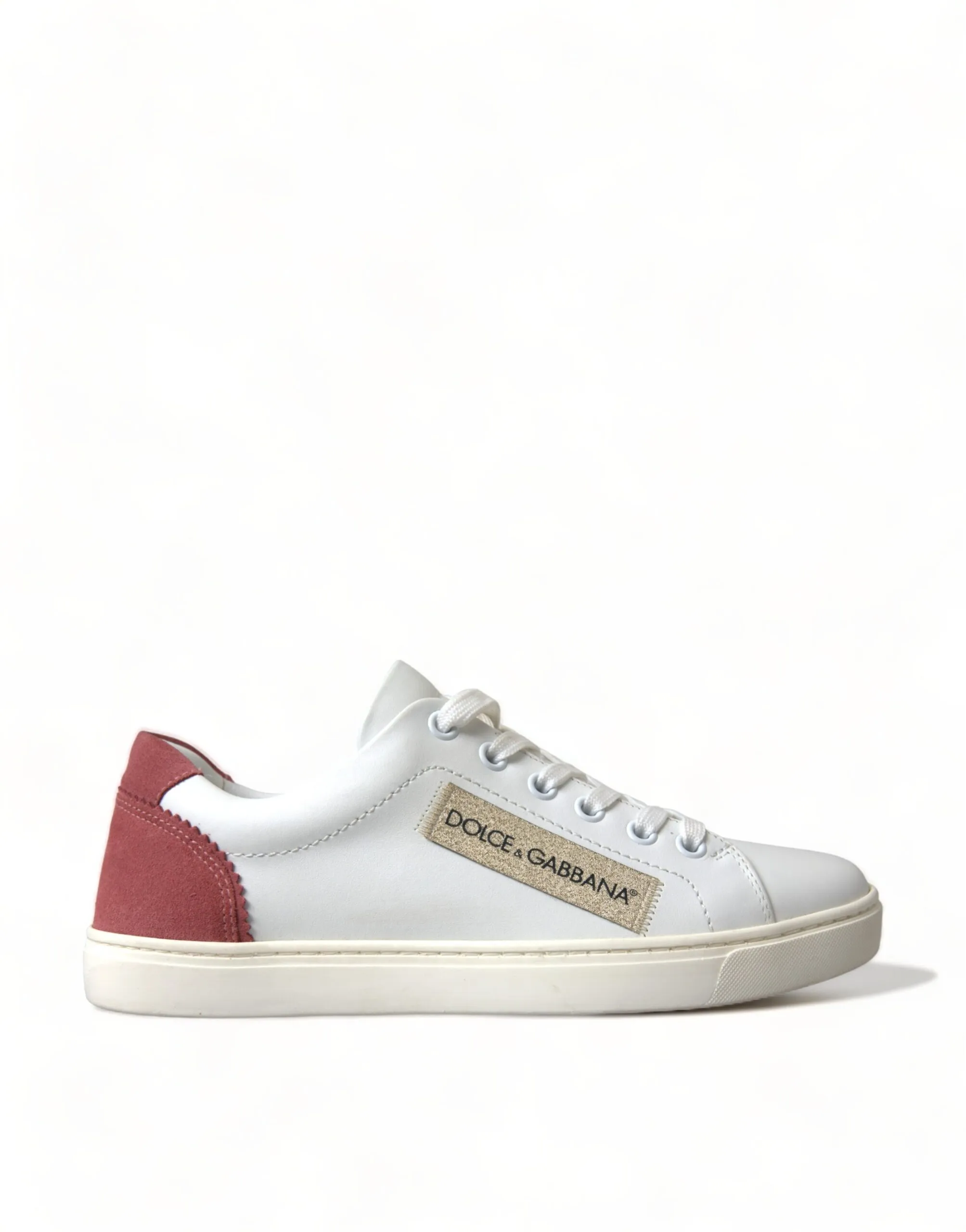 Dolce & Gabbana Women's Elegant White and Pink Leather Sneakers