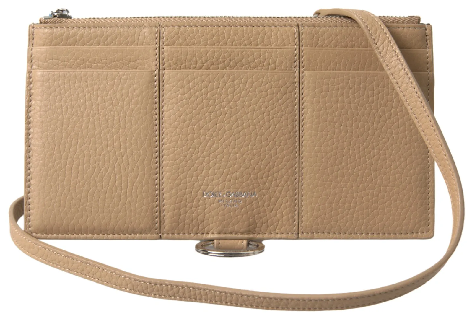 Dolce & Gabbana Women's Elegant Beige Leather Wallet with Detachable Strap