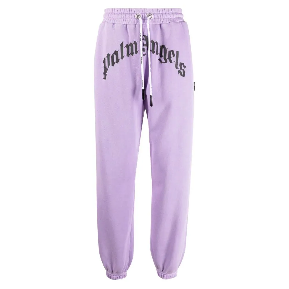 Palm Angels Men's Purple Cotton Tracksuit Trousers with Logo Print