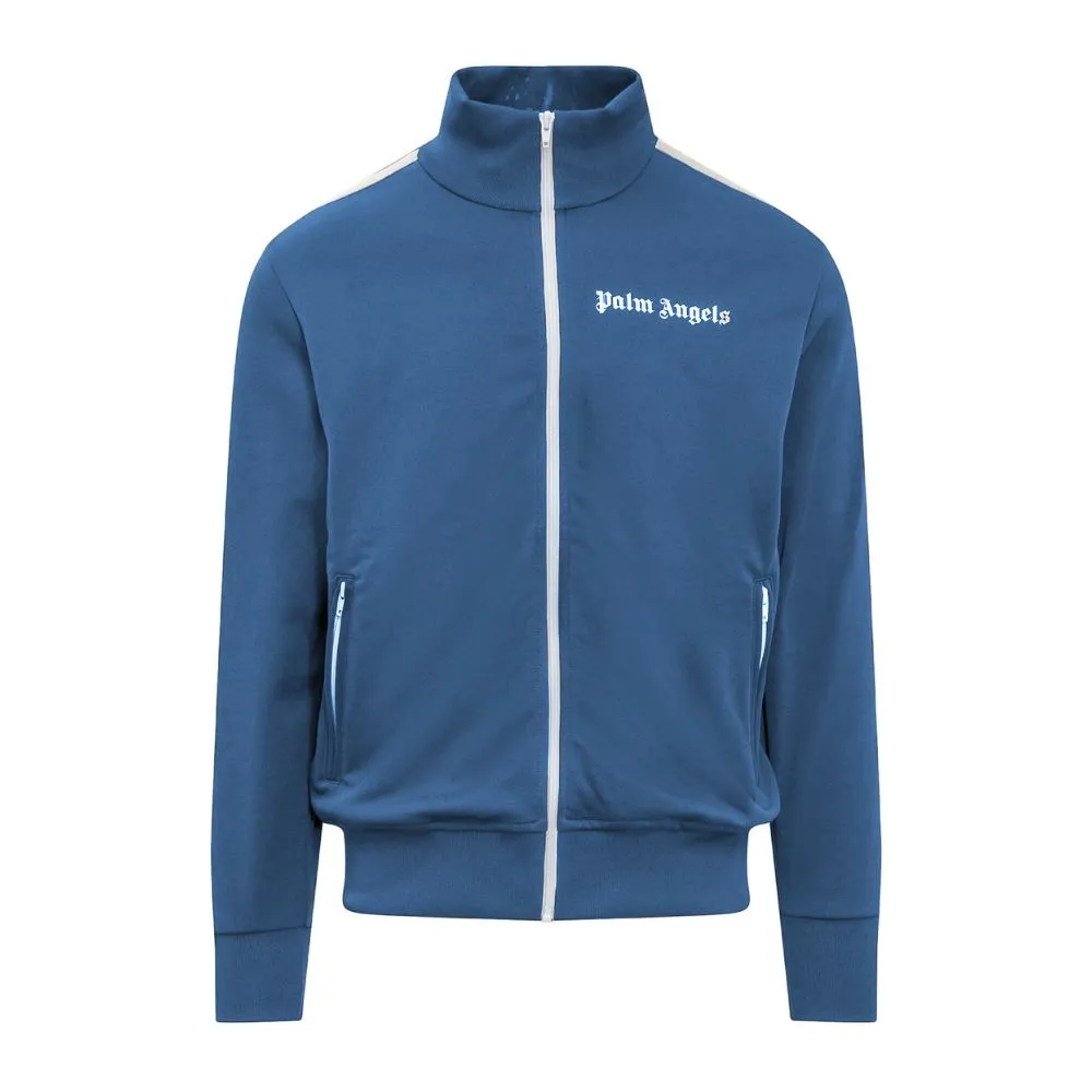 Palm Angels Men's Blue & White Turtleneck Zip Jacket