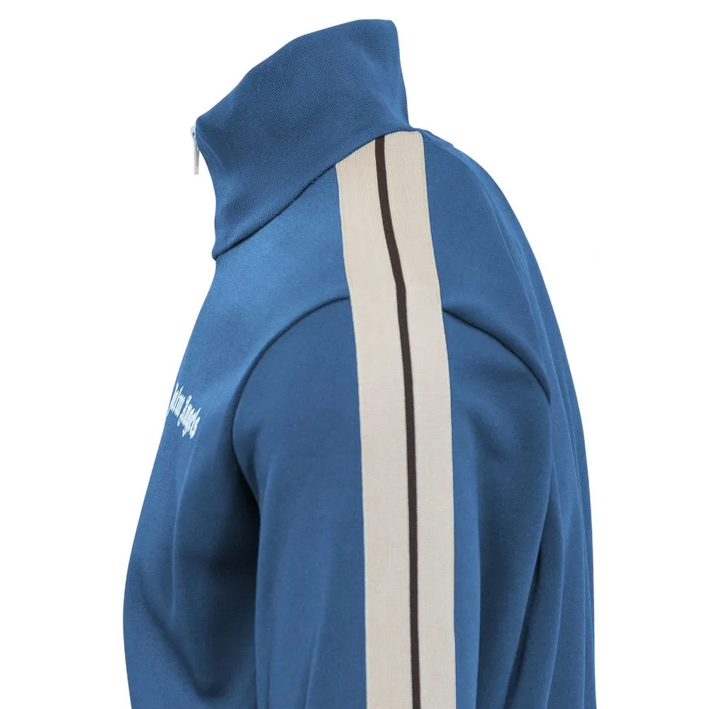 Palm Angels Men's Blue & White Turtleneck Zip Jacket