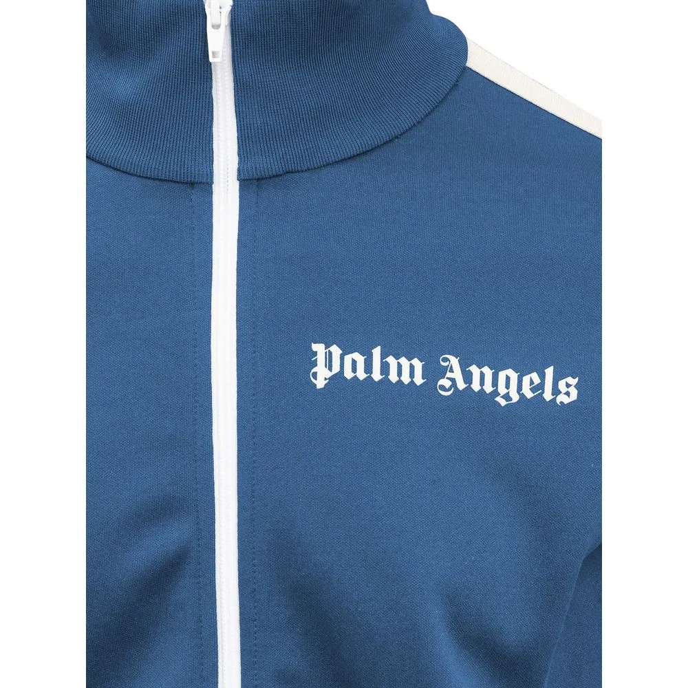 Palm Angels Men's Blue & White Turtleneck Zip Jacket