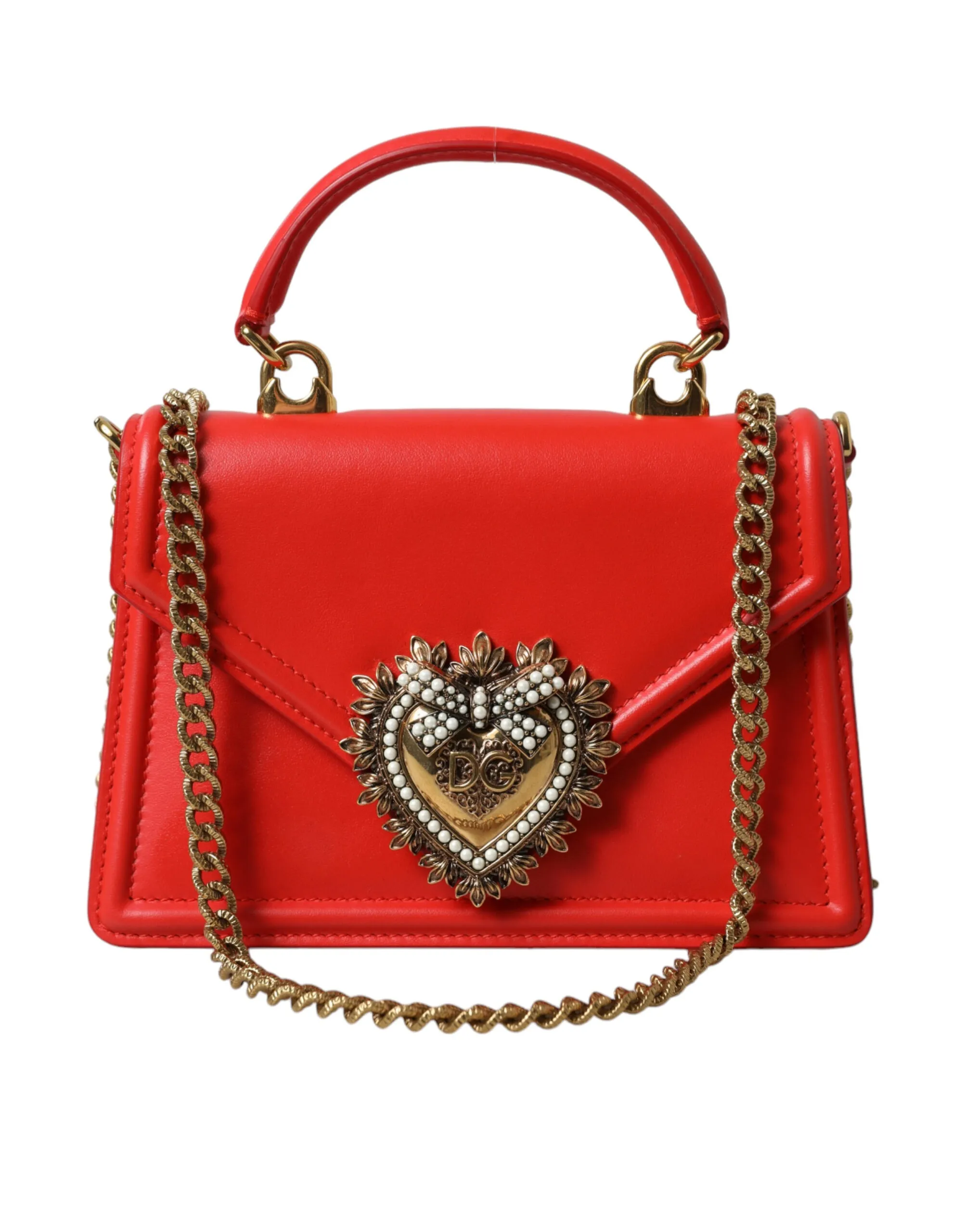 Dolce & Gabbana Women's Elegant Red Leather Devotion Envelope Bag