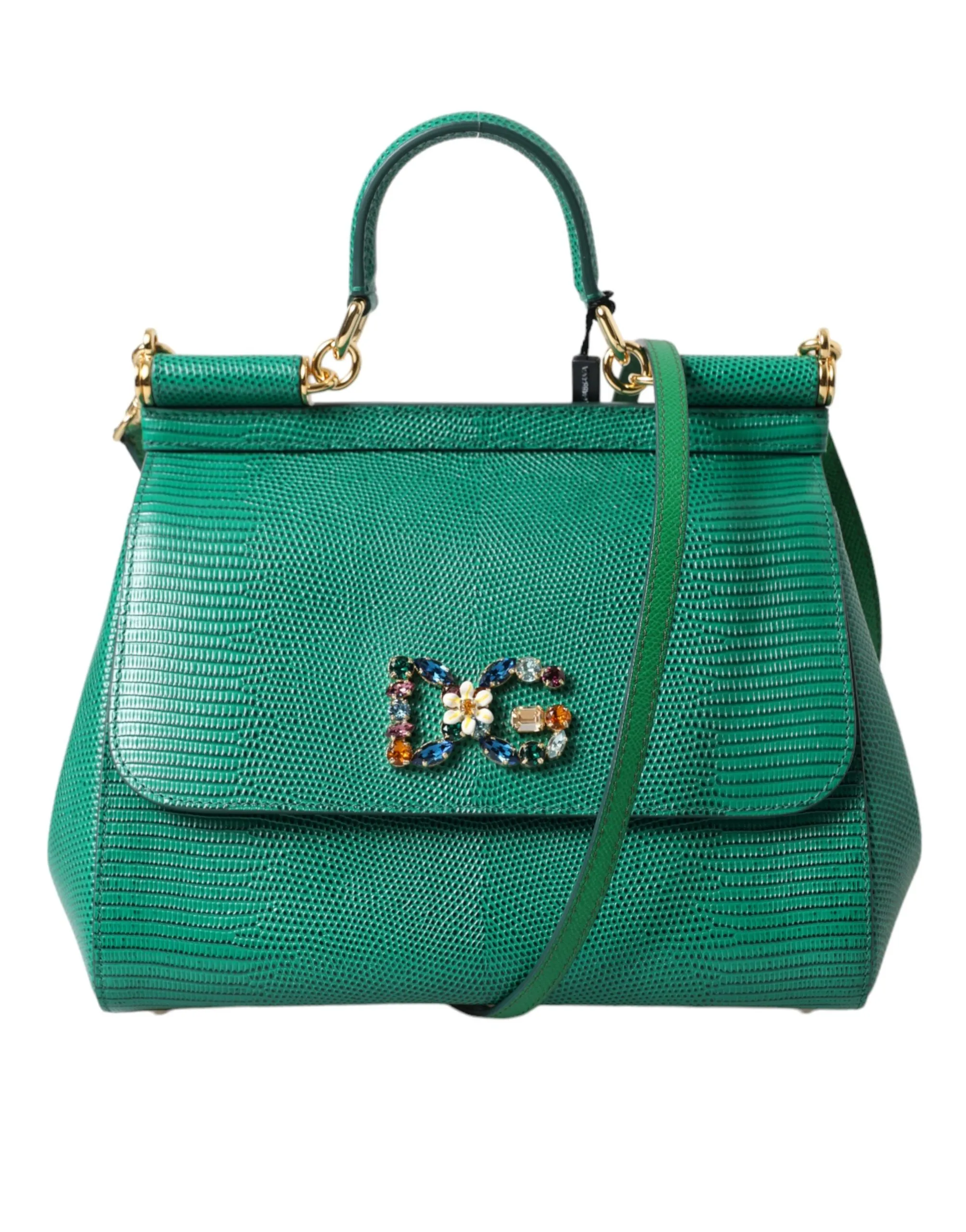 Dolce & Gabbana Women's Elegant Green Leather Miss Sicily Satchel