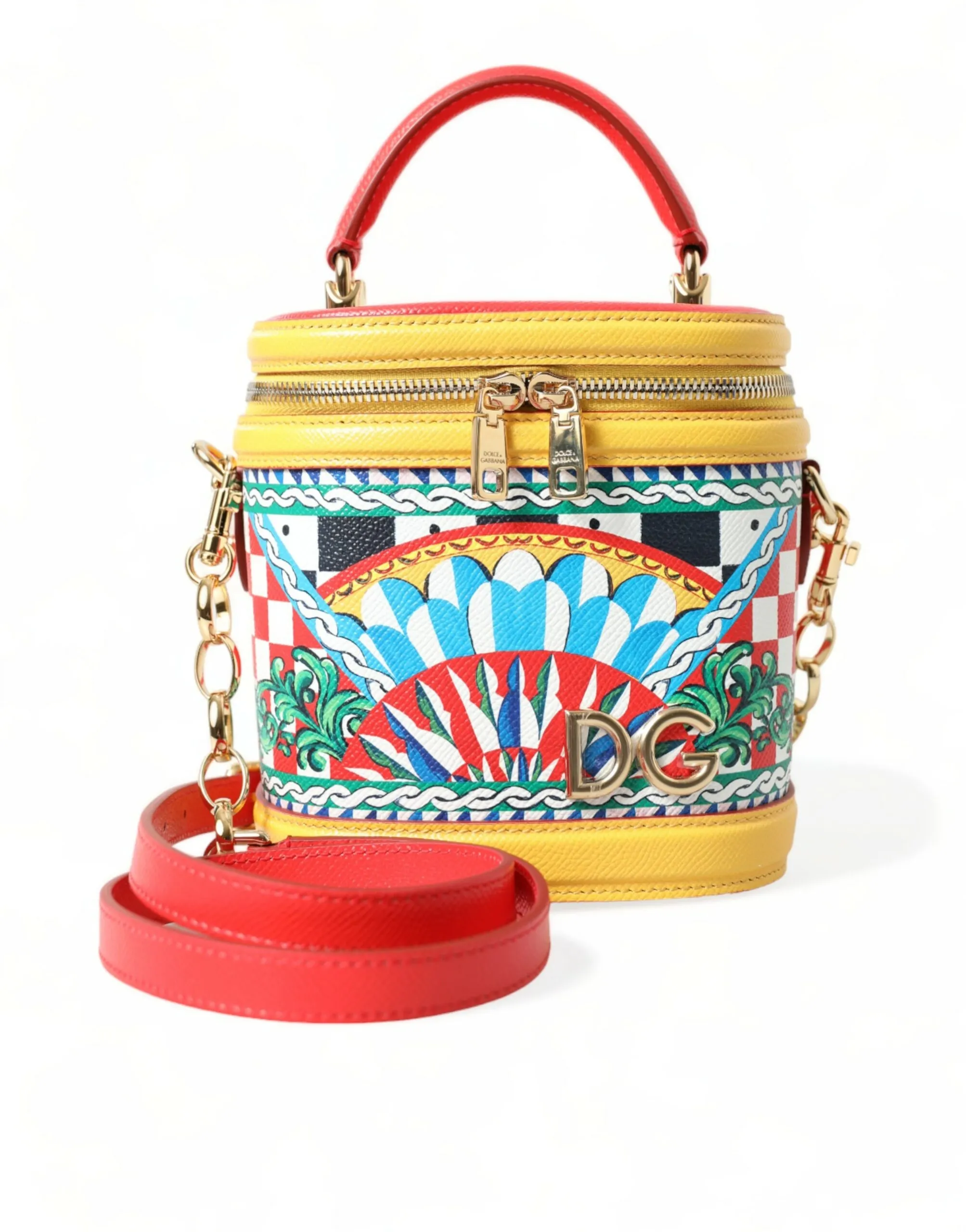 Dolce & Gabbana Women's Chic Sicilian Print Vanity Bag with Gold Accents