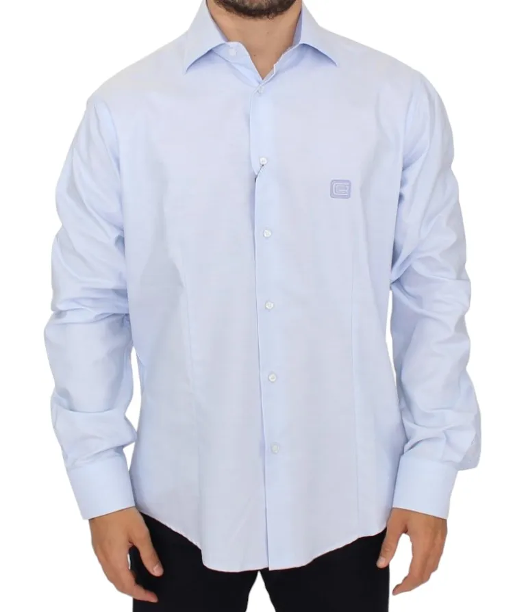 Cavalli Men's Elegant Light Blue Italian Cotton Shirt