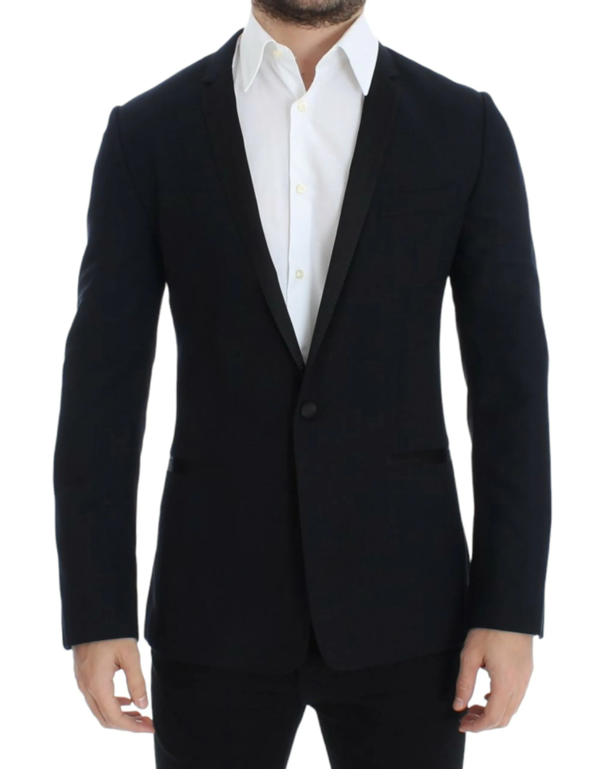 Dolce & Gabbana Men's Elegant Blue Wool Silk Slim Fit Blazer