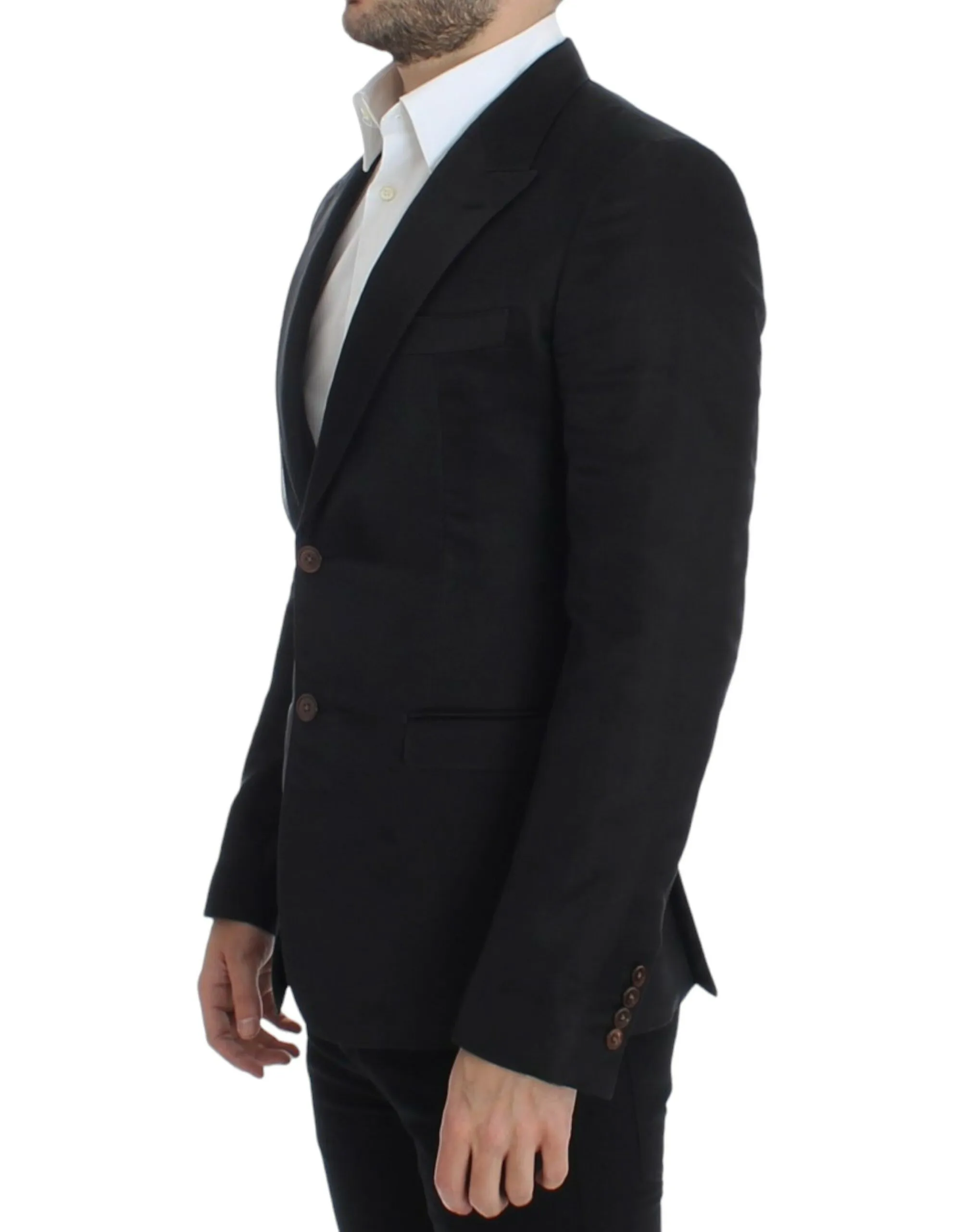 Dolce & Gabbana Men's Elegant Black Silk Blend Two-Button Blazer