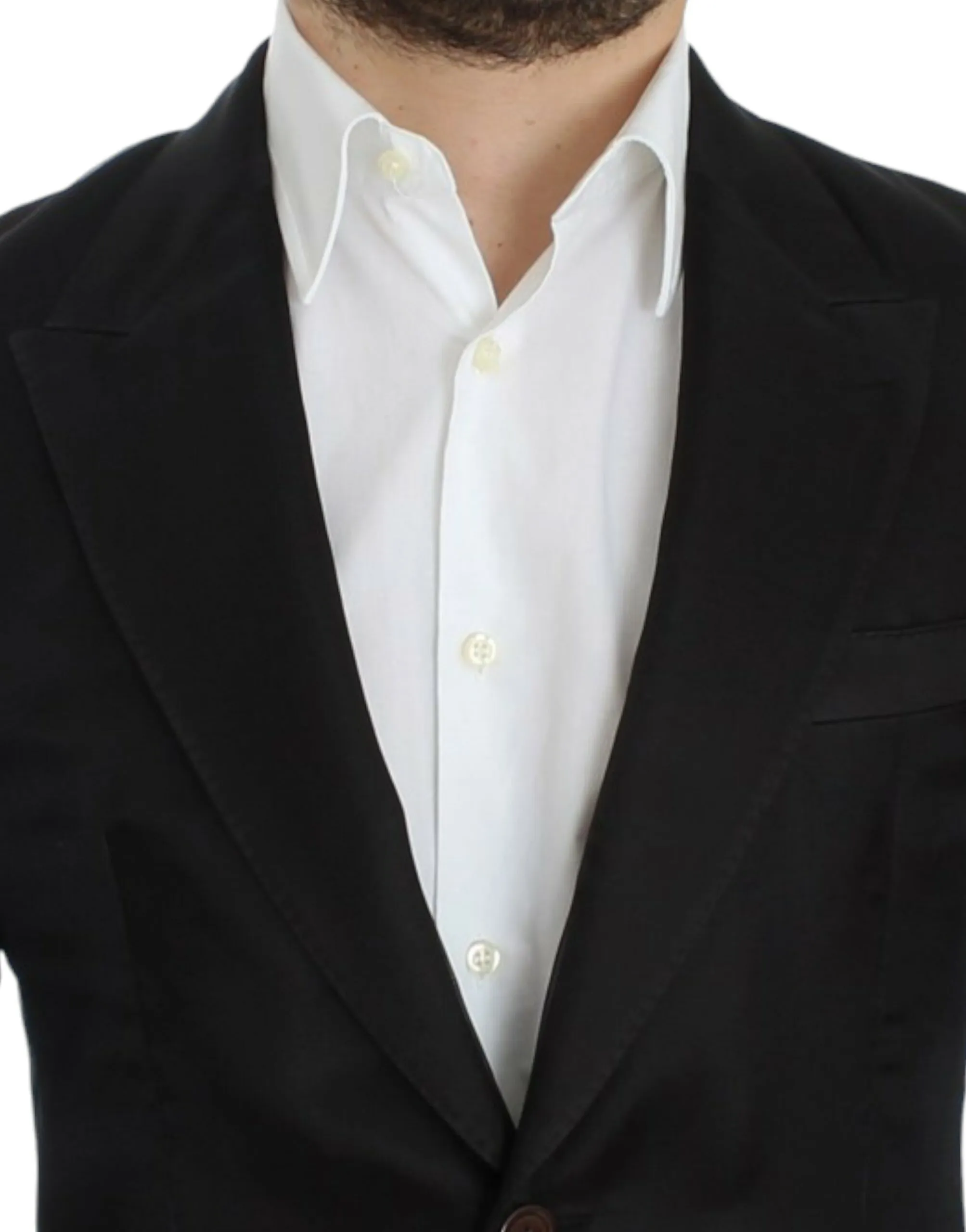 Dolce & Gabbana Men's Elegant Black Silk Blend Two-Button Blazer
