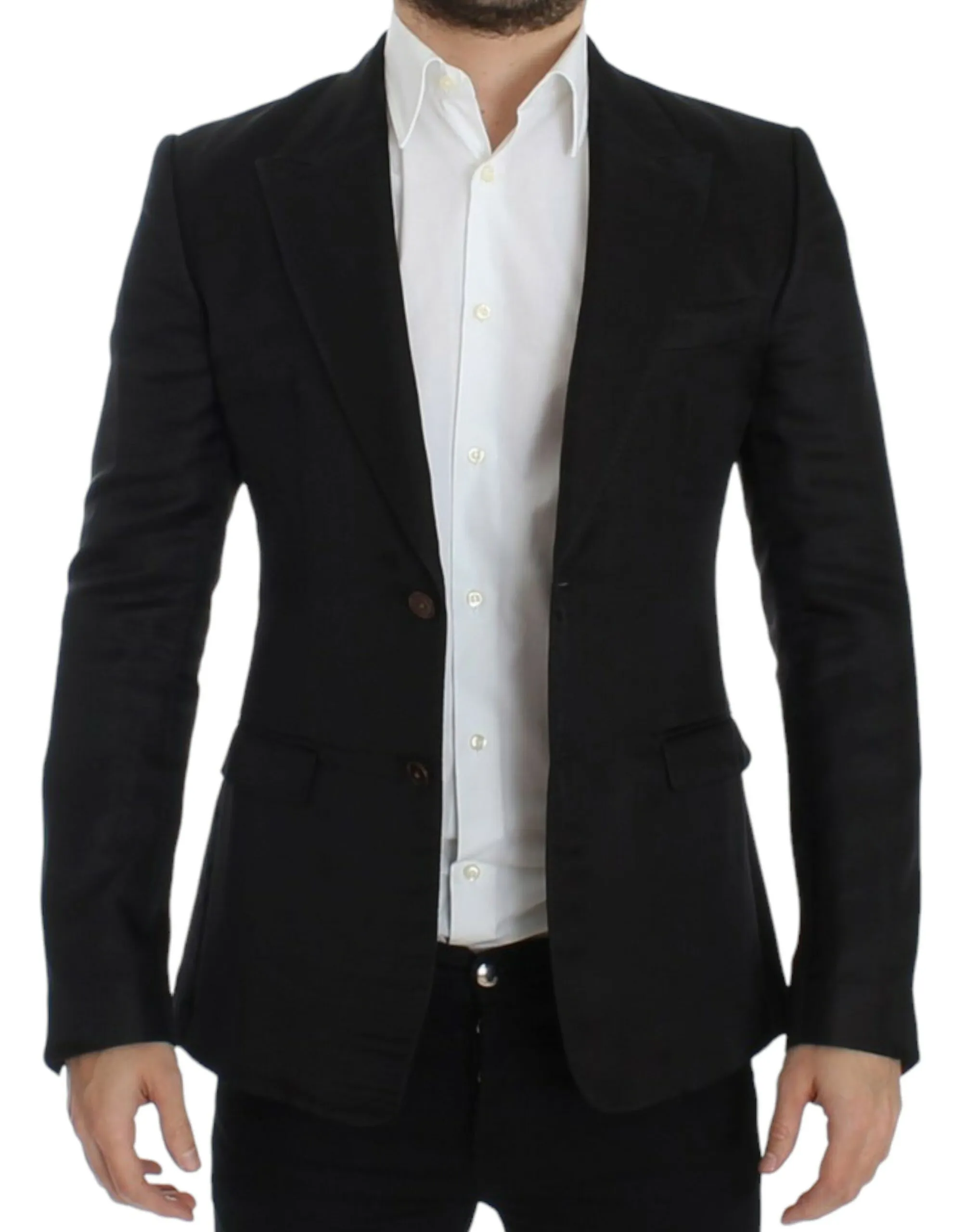 Dolce & Gabbana Men's Elegant Black Silk Blend Two-Button Blazer