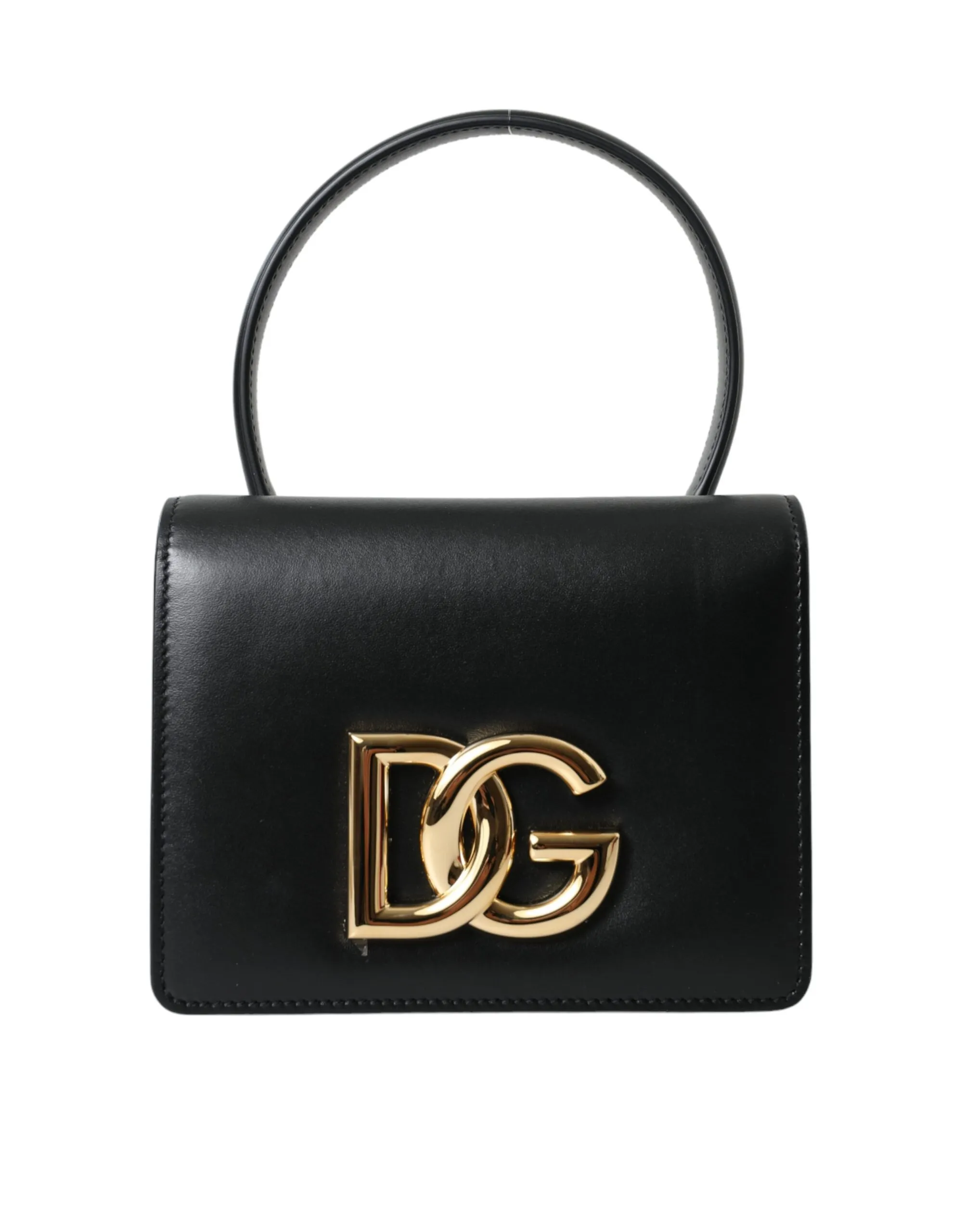 Dolce & Gabbana Women's Elegant Black Leather Belt Bag with Gold Accents