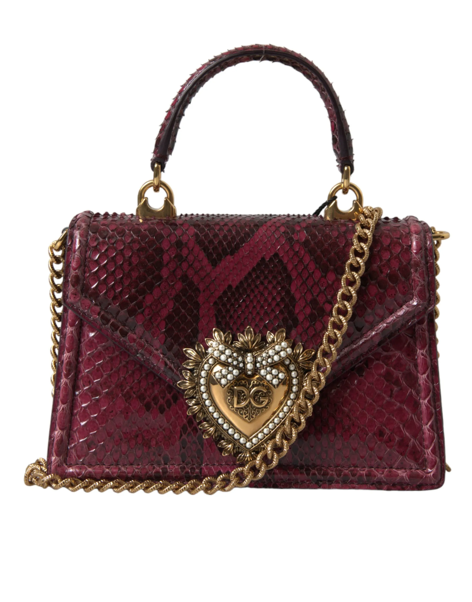 Dolce & Gabbana Women's Bordeaux Exotic Leather Devotion Shoulder Bag