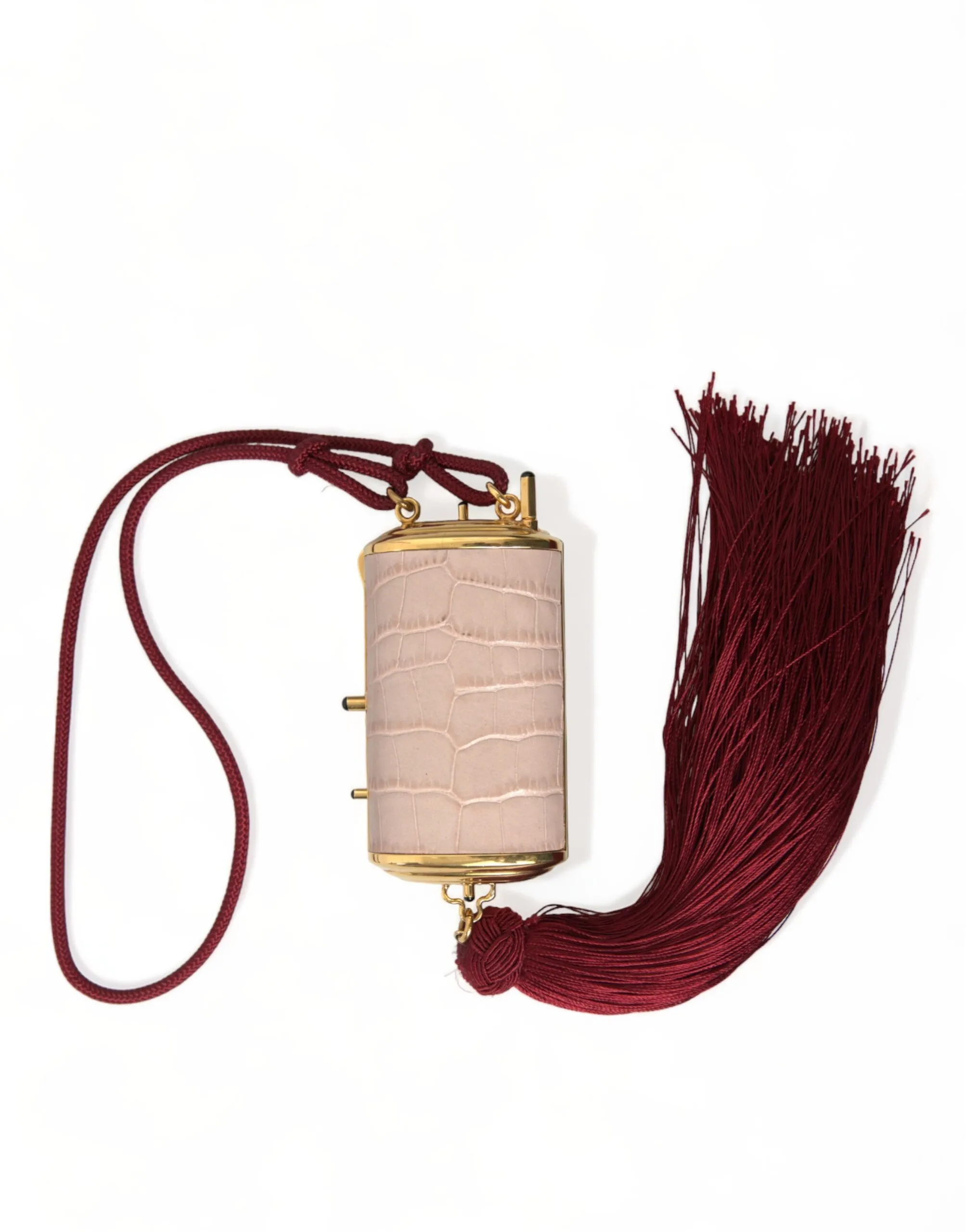 Dolce & Gabbana Women's Exotic Pink Leather Mini Mirror Bag with Tassel