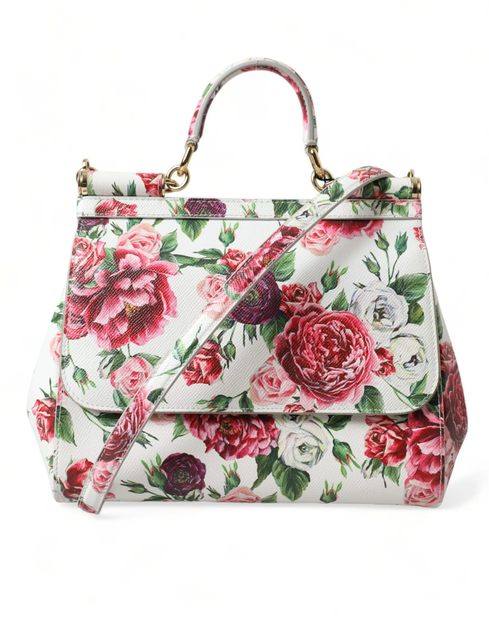 Dolce & Gabbana Women's Elegant Floral Sicily Leather Shoulder Bag