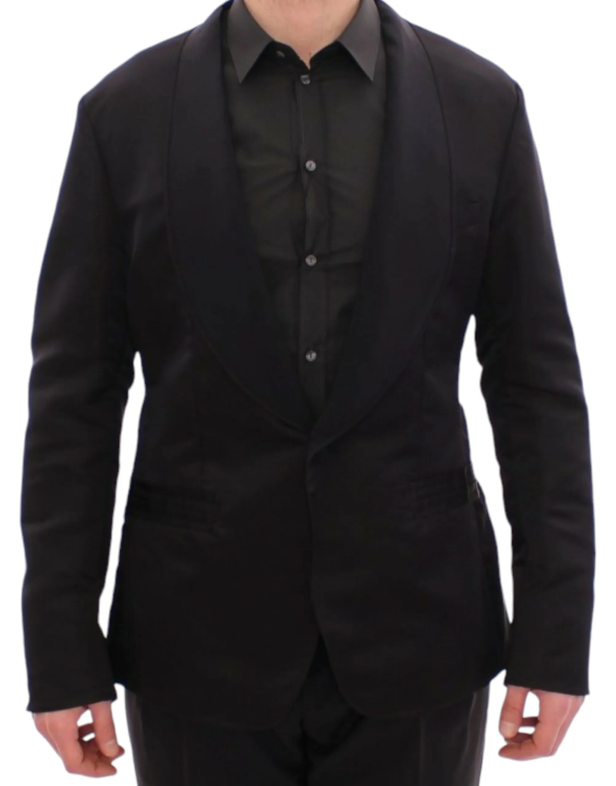 Dolce & Gabbana Men's Elegant Black Silk Slim Fit Blazer