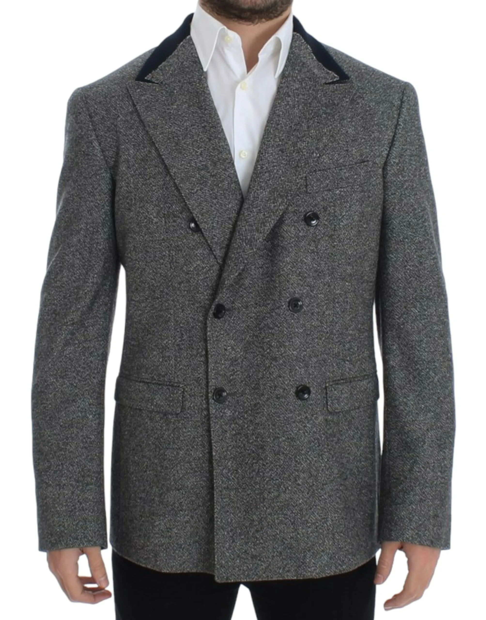 Dolce & Gabbana Men's Elegant Gray Wool Slim Fit Blazer Jacket