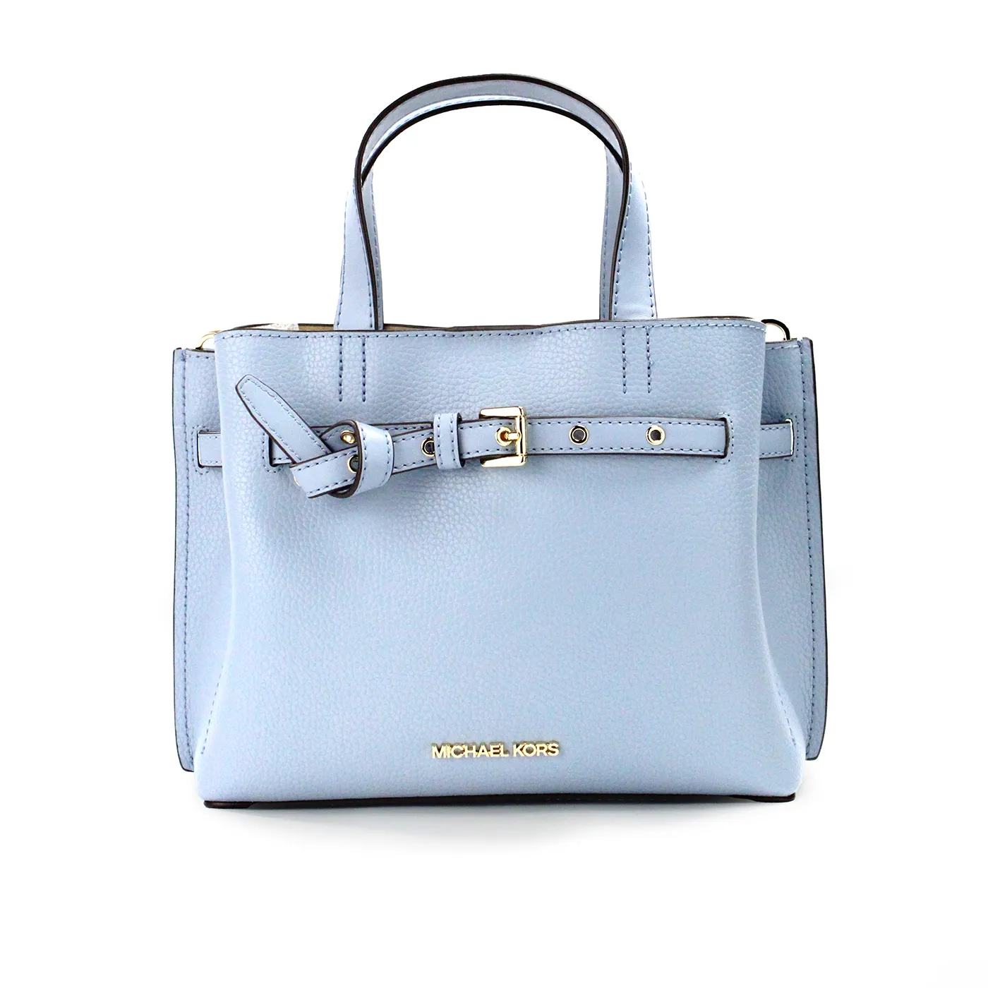 Michael Kors Women's Emilia Small Pale Blue Pebbled Leather Satchel Crossbody Bag